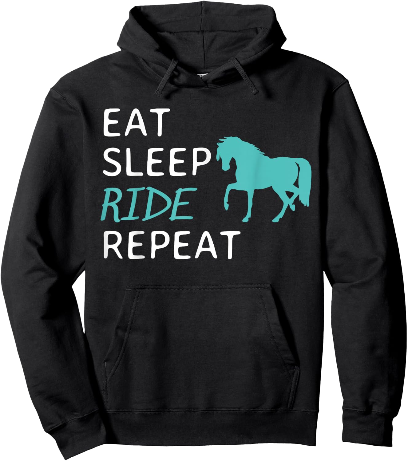 Eat Sleep Ride Horses Repeat Horseback Riding Hoodie - Hoodie | Black
