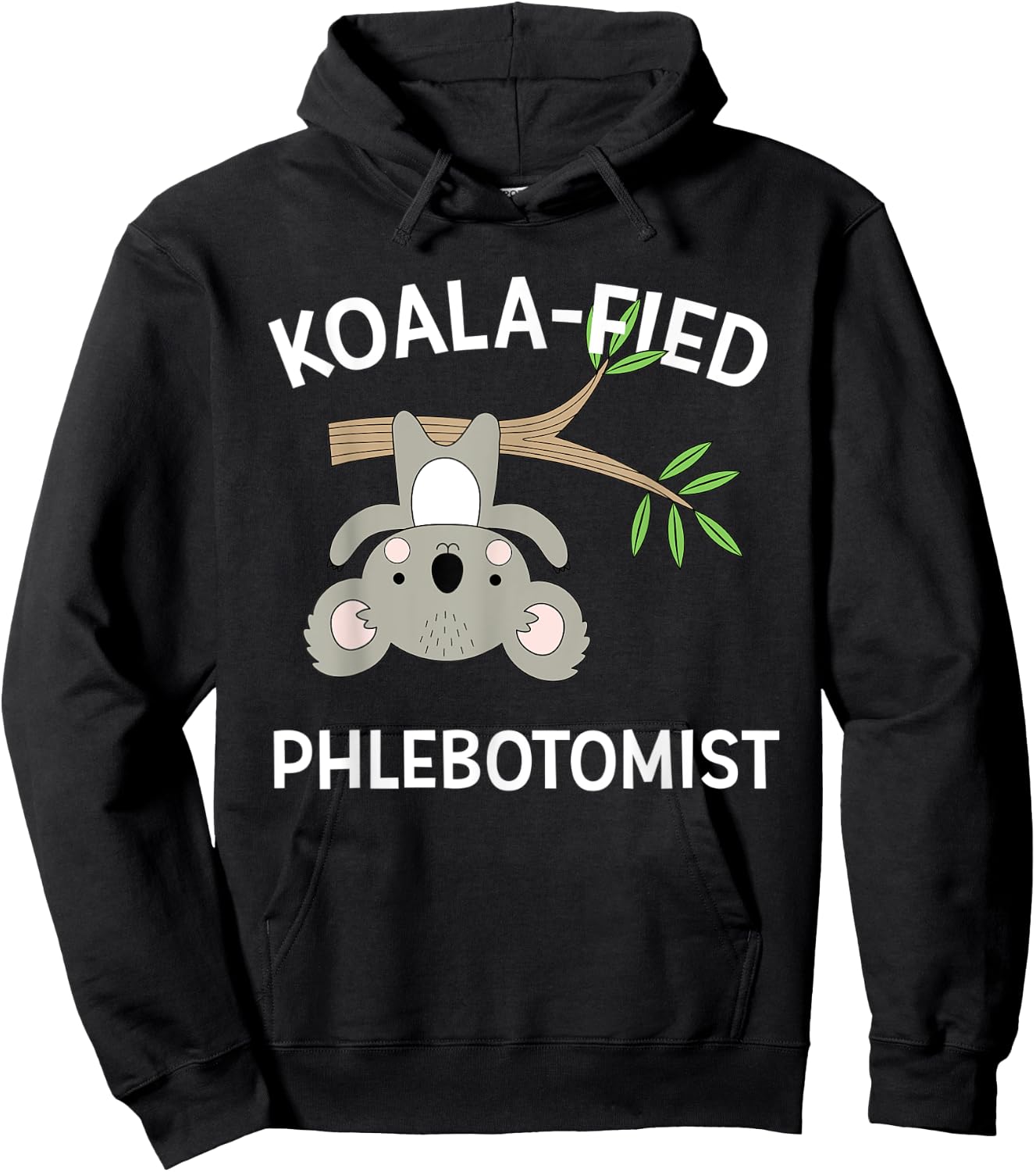 Cute Koala Phlebotomist Funny Pun Medical Gift Hoodie - Hoodie | Black