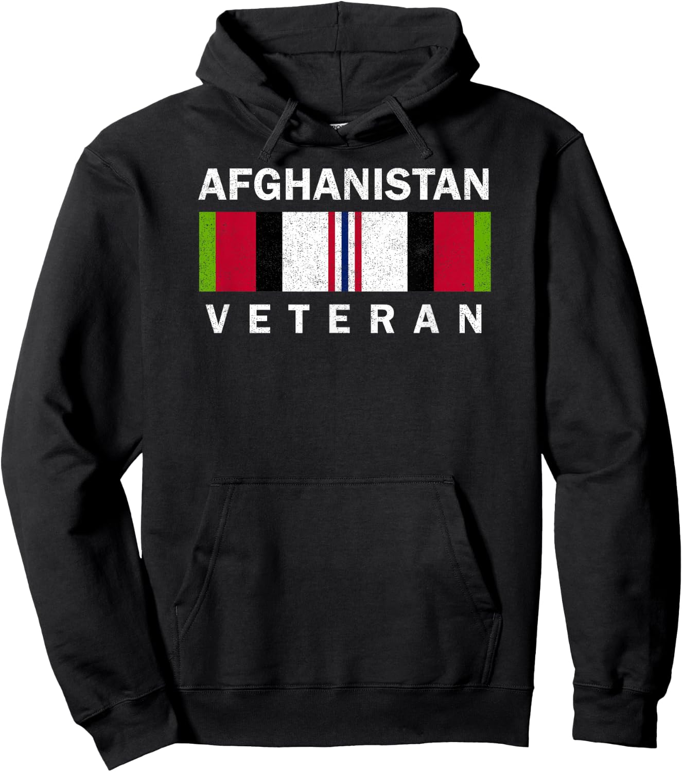 U.S. Military Afghanistan War Veteran Distressed Hoodie - Hoodie | Black