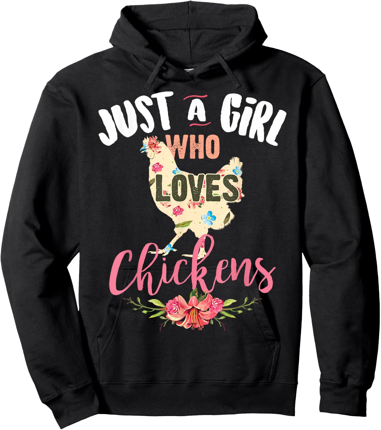 Just A Girl Who Loves Chickens Shirt Poultry Lover Cute Gift Hoodie - Hoodie | Black