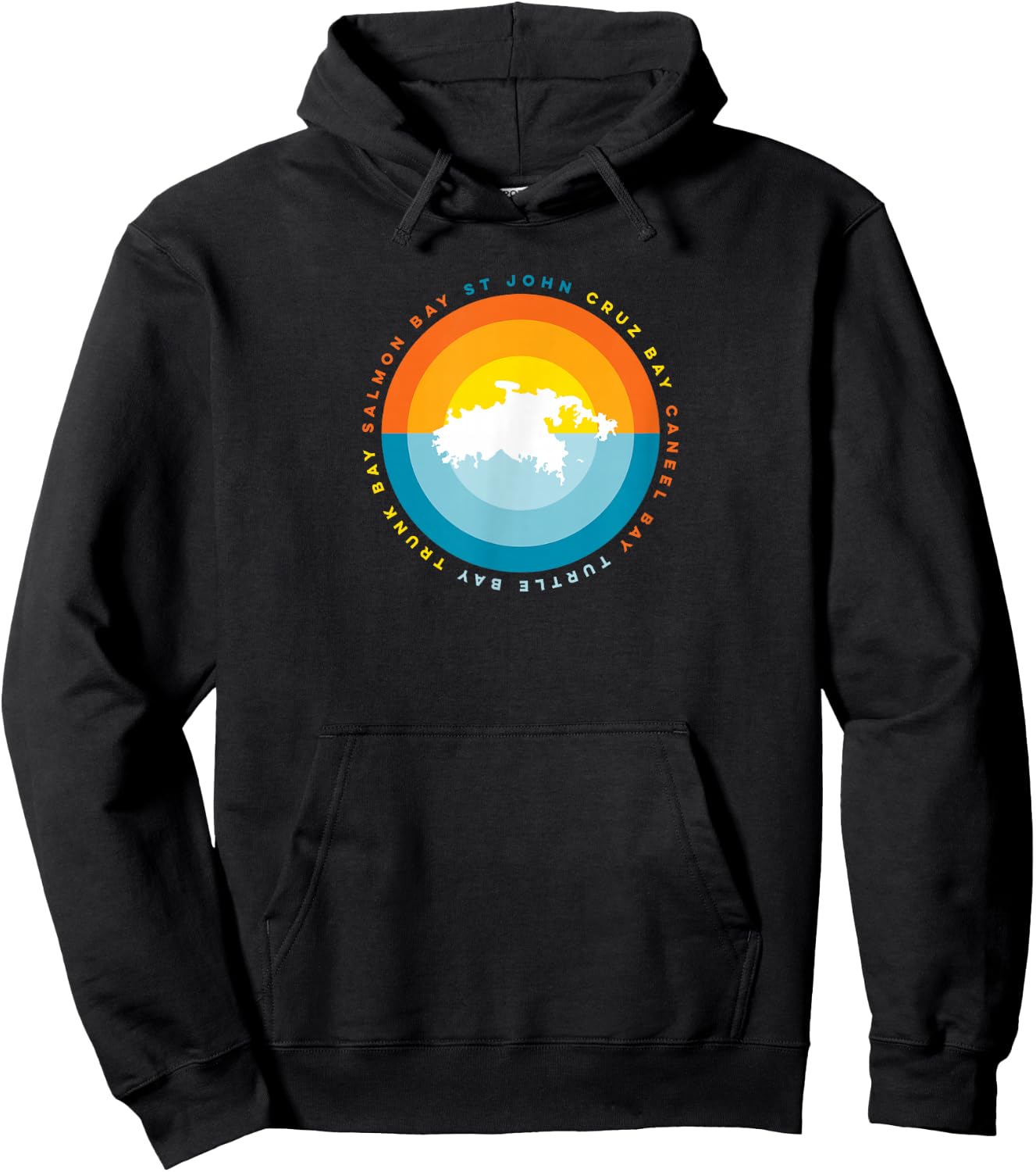 St John USVI Cruz Bay Caneel Bay Sunset Graphic T Shirt Hoodie - Hoodie | Black