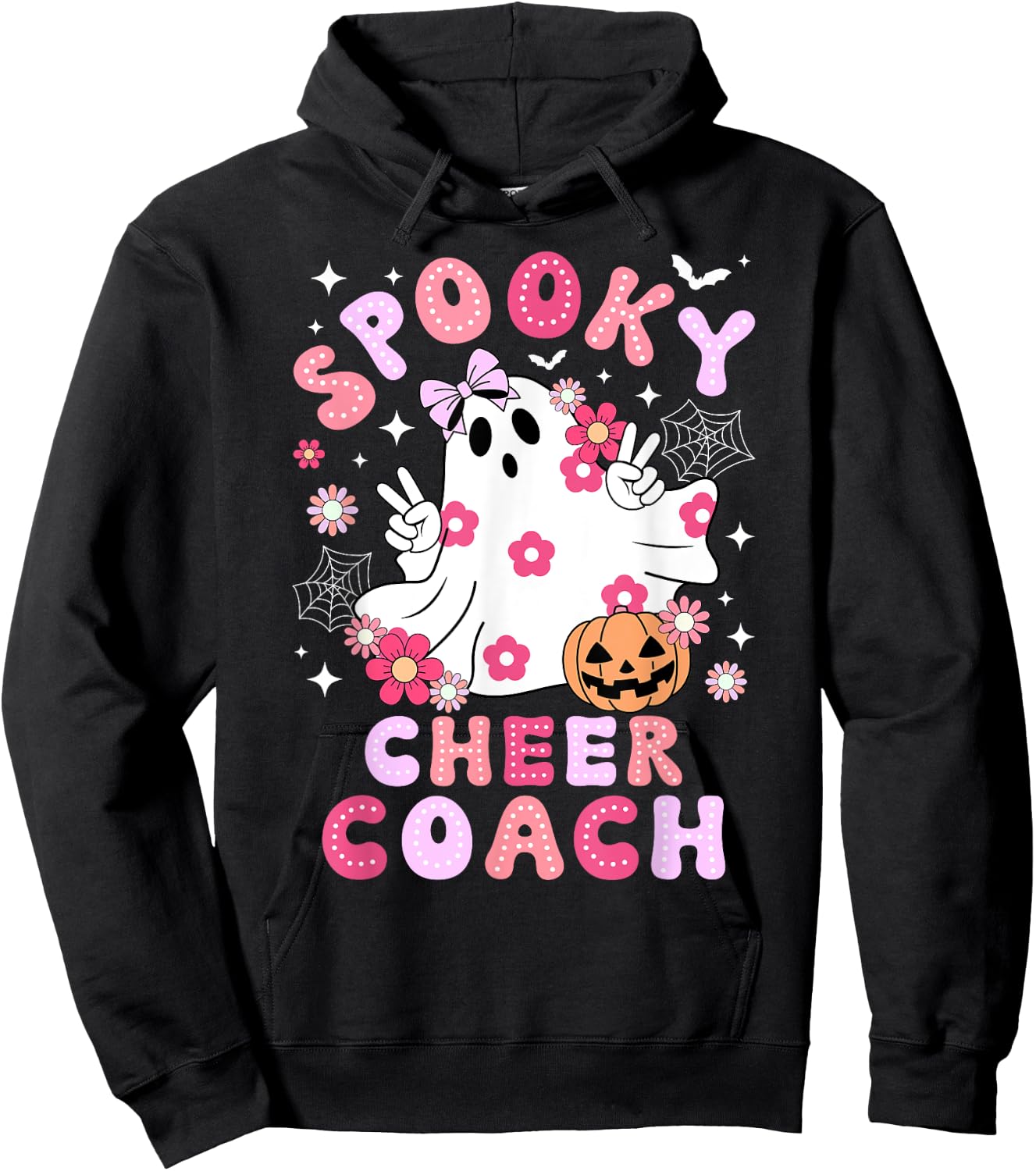 Spooky Cheer Coach Halloween Cheerleading Coach Groovy Hoodie - Hoodie | Black