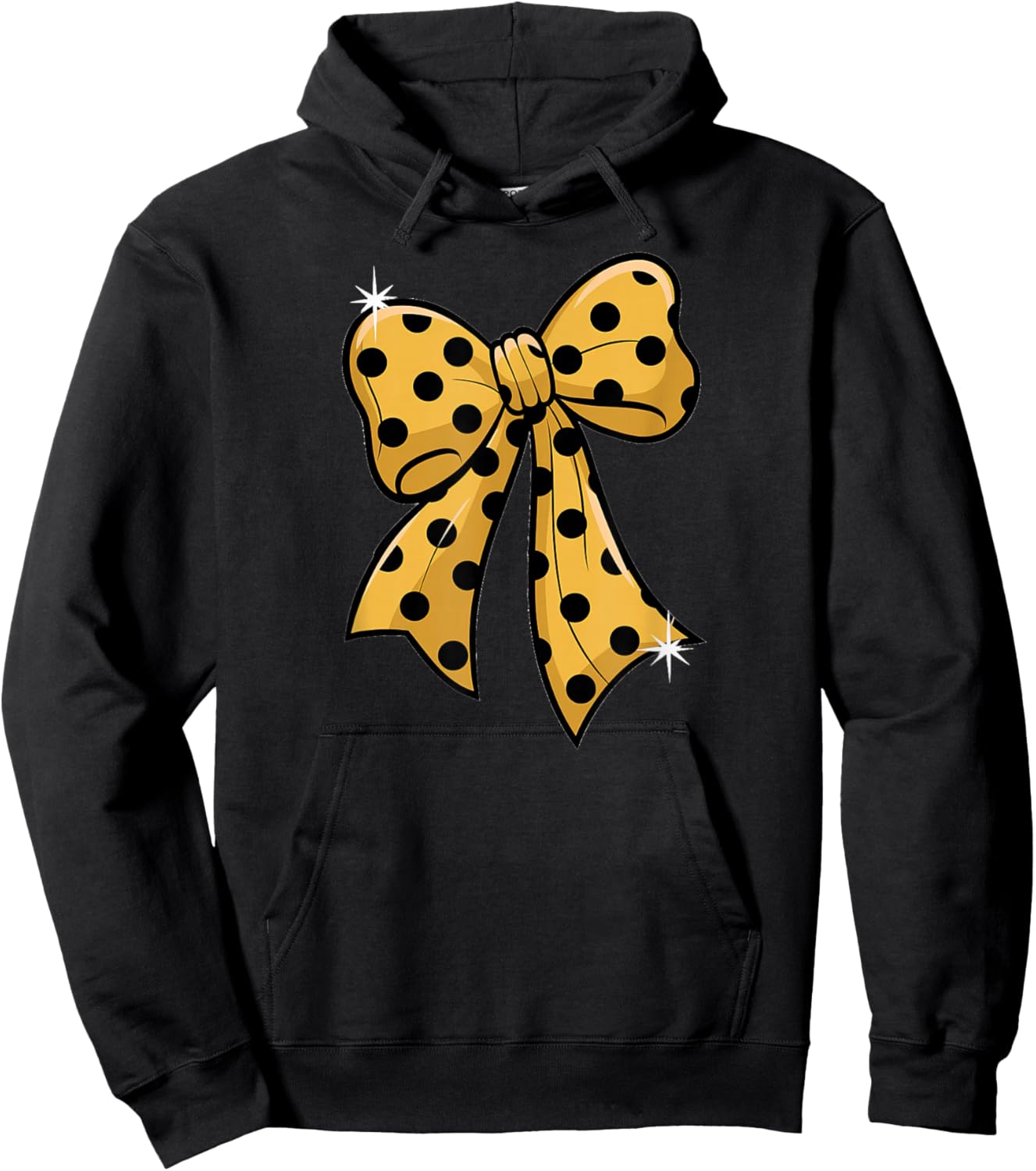 Stylish Yellow Polka Dot Bow Retro Coquette inspired Hoodie - Hoodie | Black