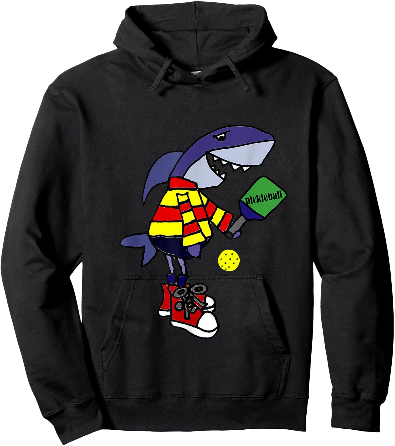 SmileteesSports Funny Shark Playing Pickleball Hoodie - Hoodie | Black