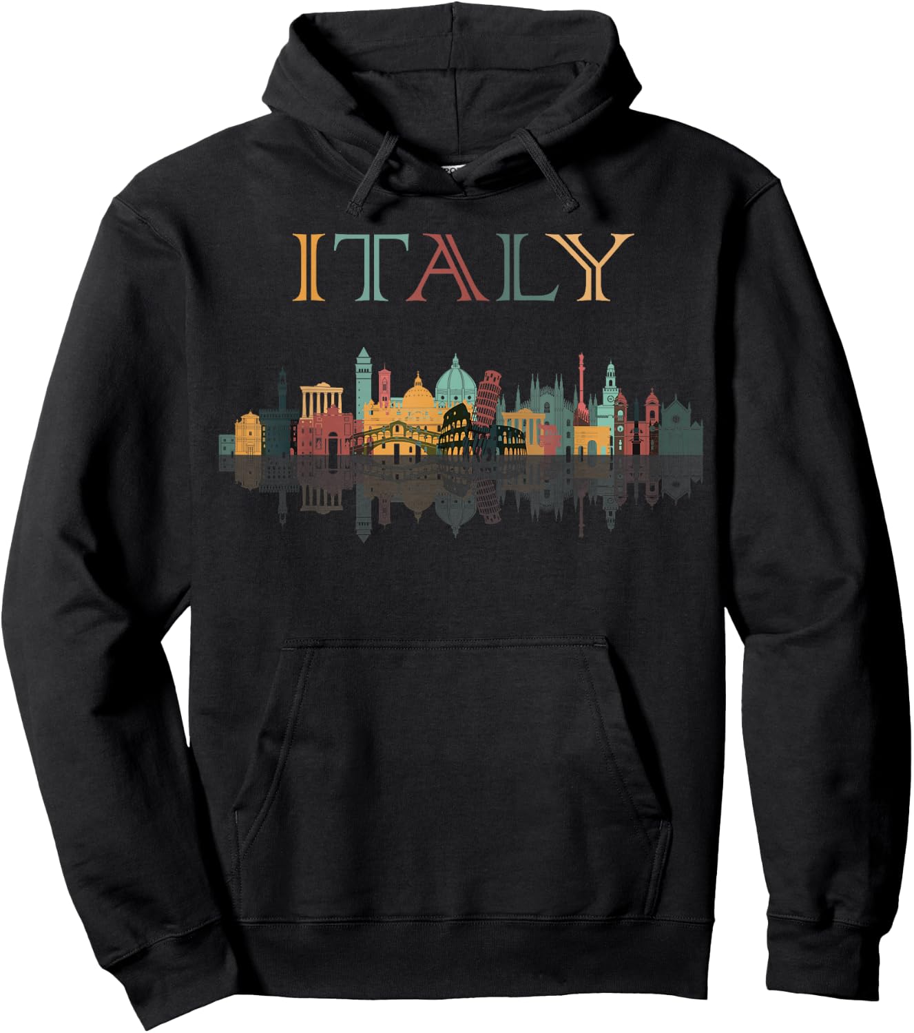 Colorful Travel around Italy Family Shirt European Vacation Hoodie - Hoodie | Black