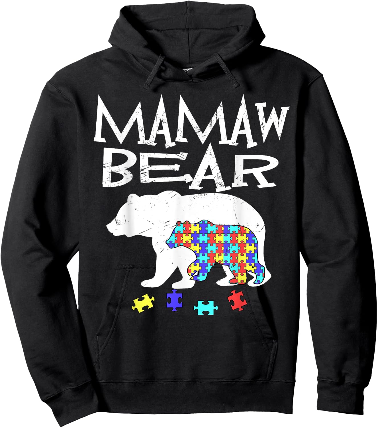 Mamaw Bear Autism Awareness Autism Mama Mom Mommy Te Hoodie - Hoodie | Black