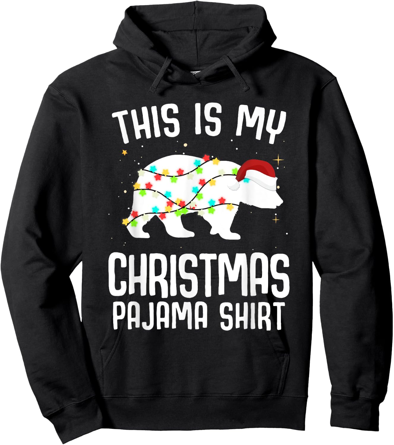 Polar Bear Christmas Pajama Santa Bear Lover Hoodie - Hoodie | Black