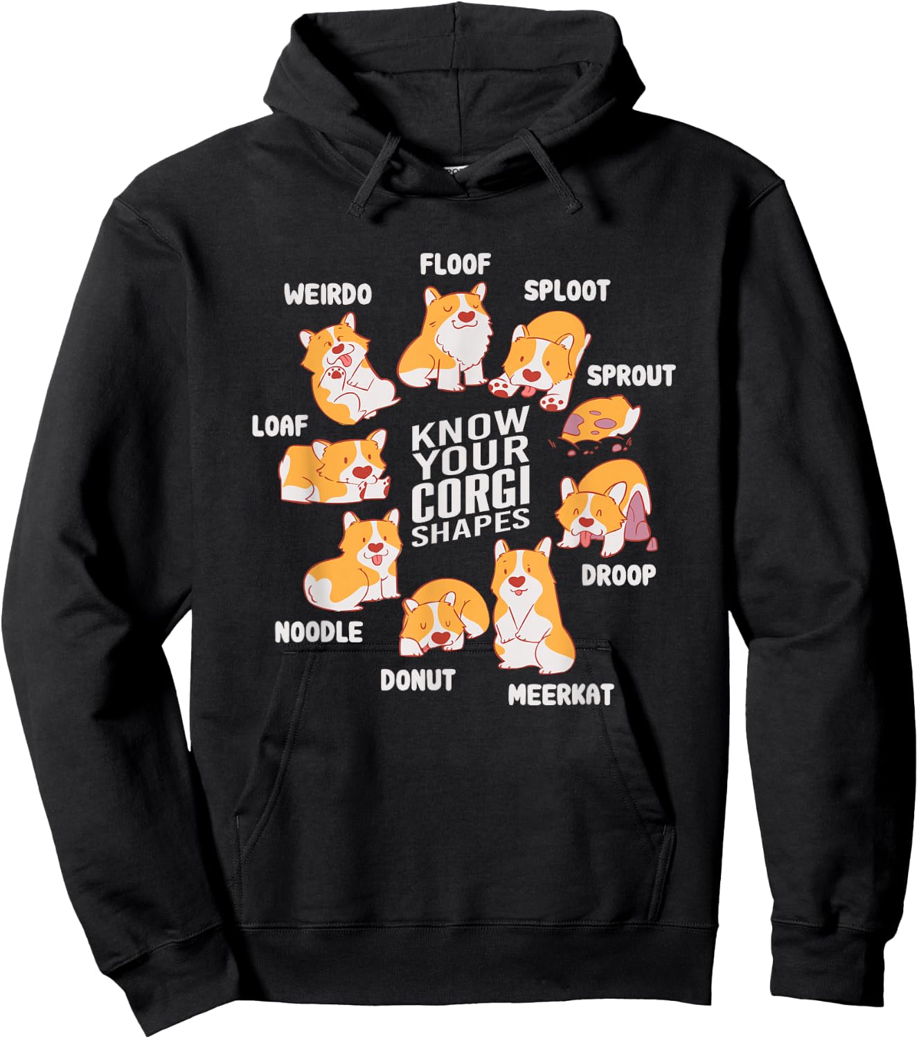Funny Know Your Corgi Shapes Cute Welsh Dog Lover Hoodie - Hoodie | Black