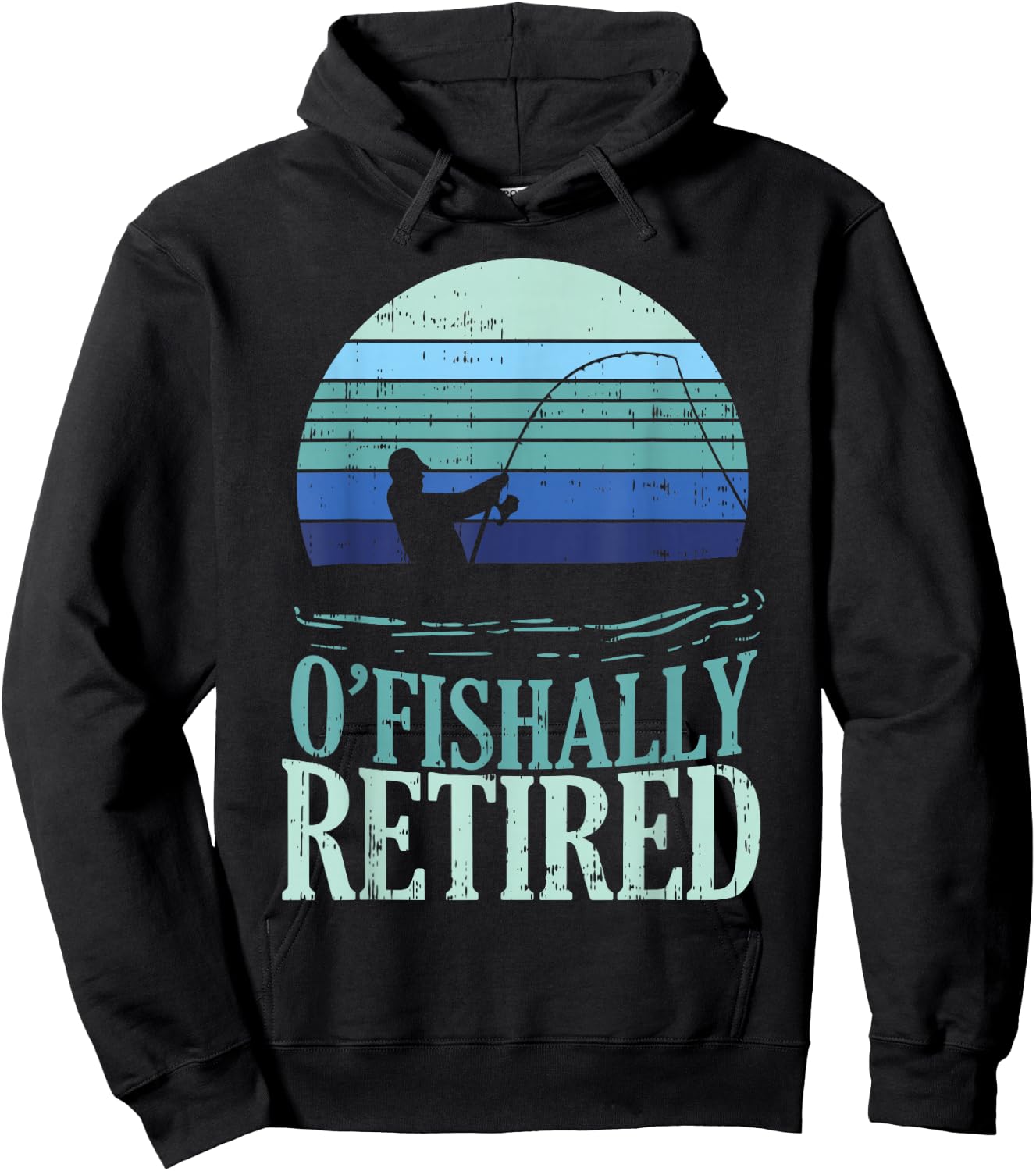 Ofishally Retired Fishing Retro Retirement Dad Men Gift Hoodie - Hoodie | Black