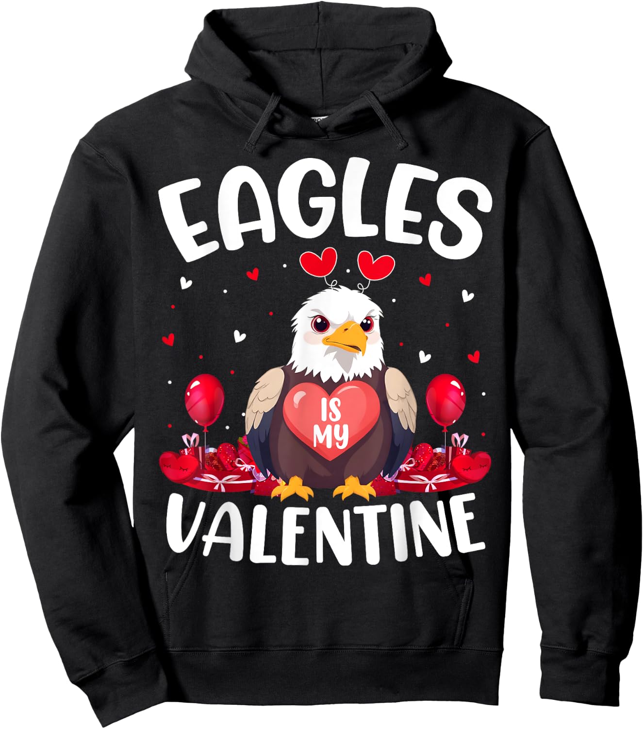 Eagle Is My Valentine Love Hearts Eagle Bird Valentines Day Hoodie - Hoodie | Black
