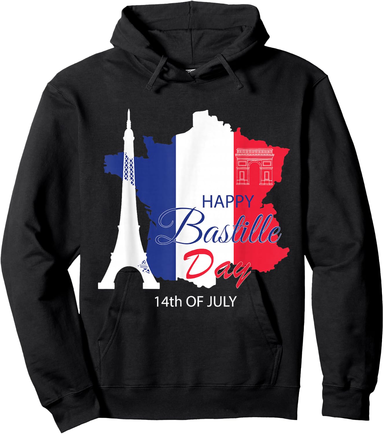 Happy Bastille Day 14th July - France Patriotic Hoodie - Hoodie | Black