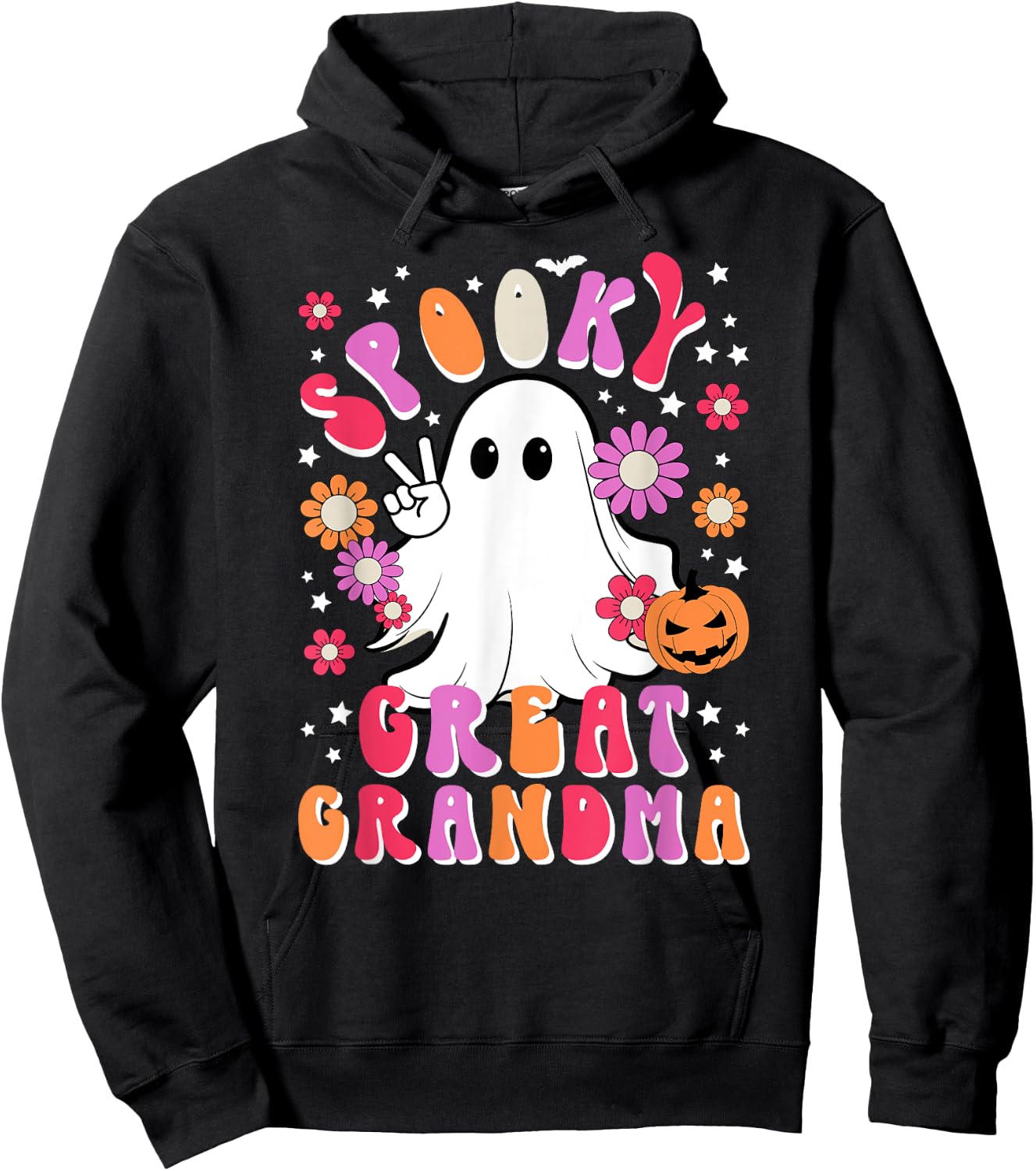 Spooky Great Grandma Halloween Great Grandmother Groovy Hoodie - Hoodie | Black