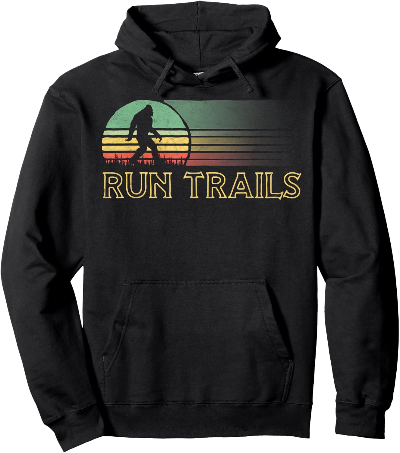 Run Trails Bigfoot Runner Race Ultra Run Graphic Hoodie - Hoodie | Black