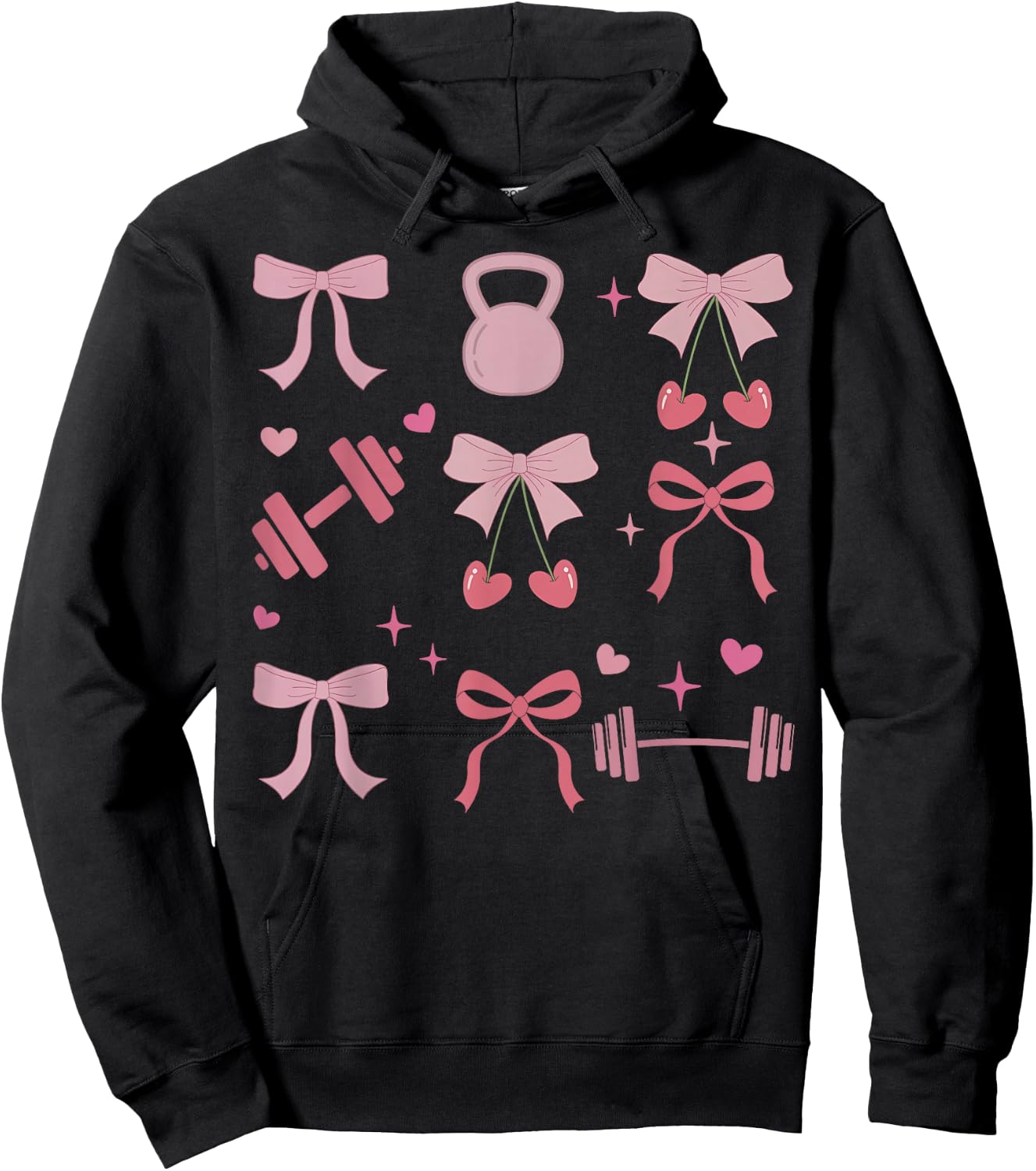 Coquette Bow Workout Weightlifting Gym Fitness Deadlift Hoodie - Hoodie | Black