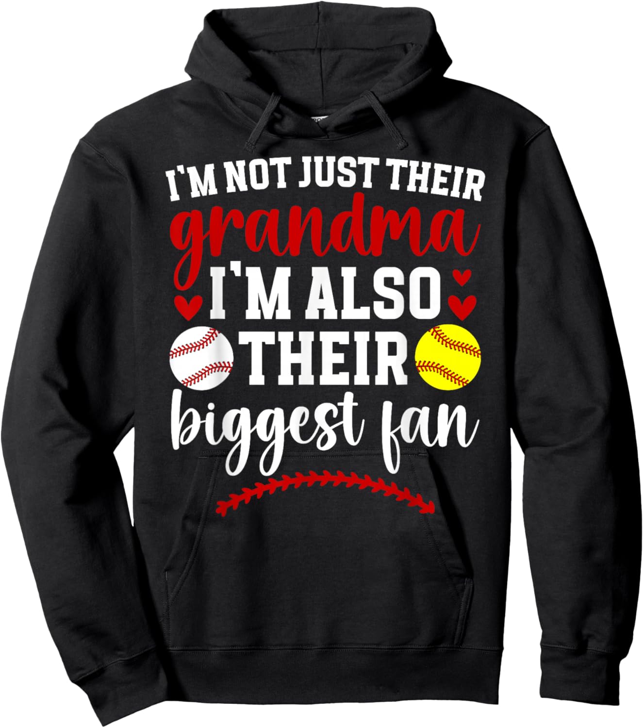 Their Biggest Fan Softball Baseball Grandma Of Ballers Hoodie - Hoodie | Black