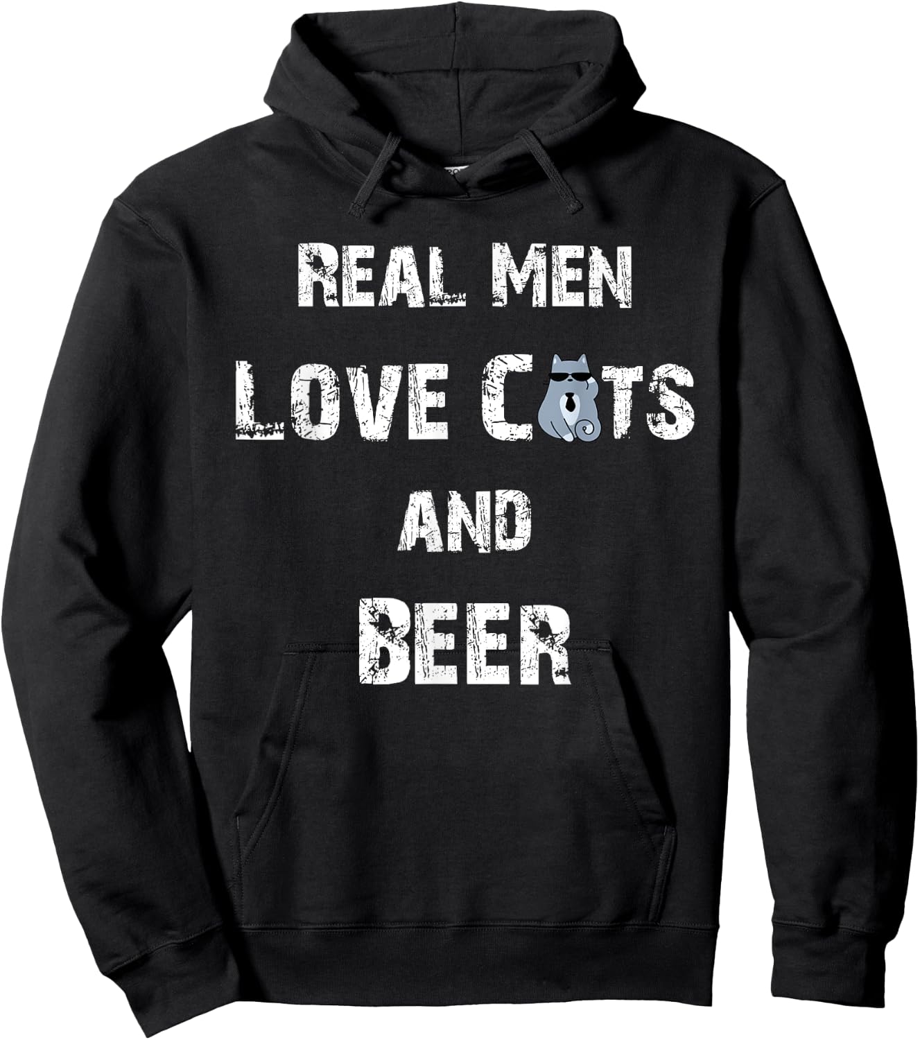 Funny Cat Shirt: Real Men Love Cats And Beer Gift Hoodie - Hoodie | Black