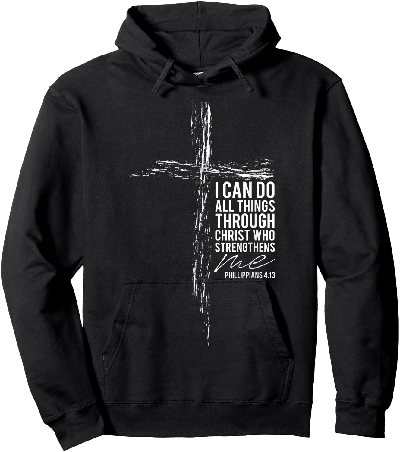 Philippians 4:13 Cross Christian Bible Verse Religious Faith Hoodie - Hoodie | Black