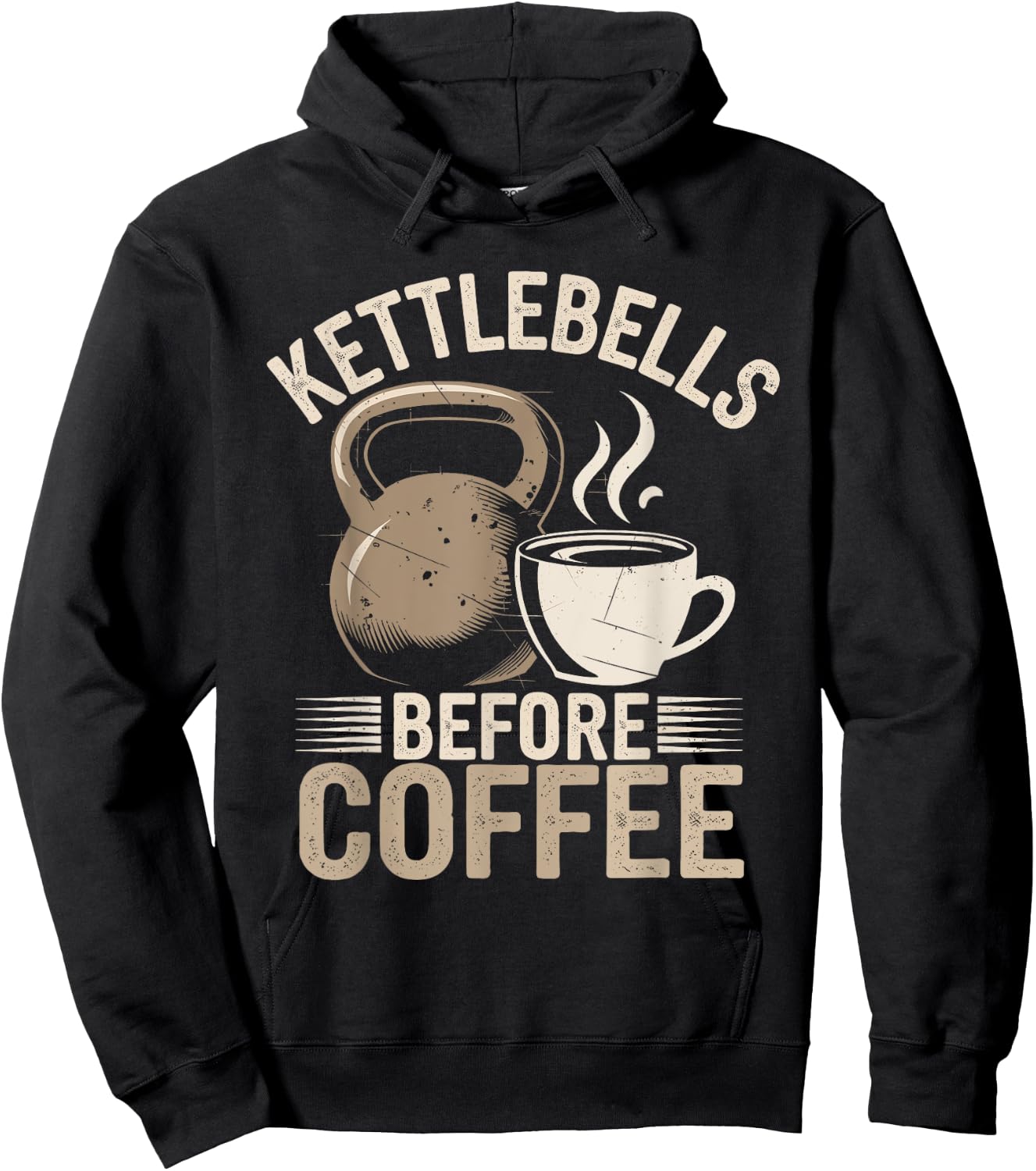 Kettlebells Before Coffee Funny Gym Fitness Workout Hoodie - Hoodie | Black