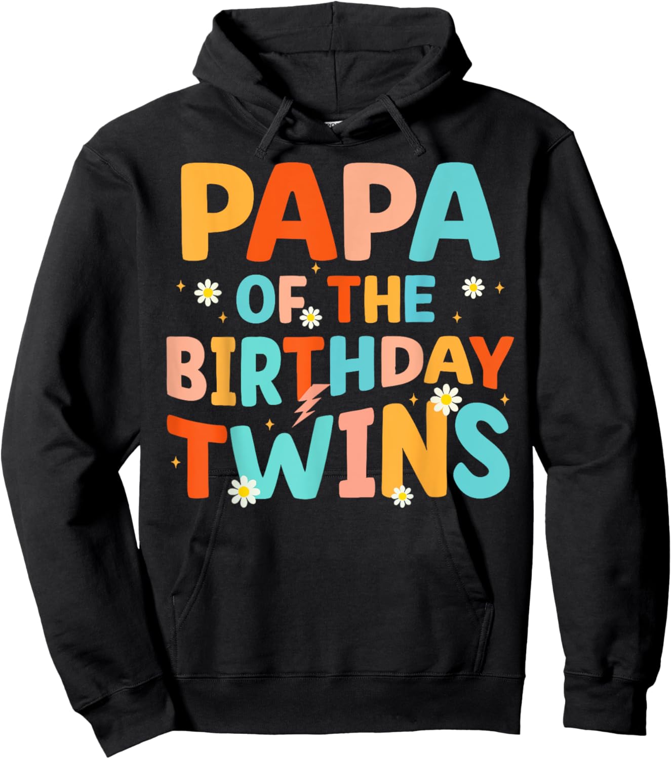 Papa Of The Birthday Twins Kids Party Retro Bday Hoodie - Hoodie | Black