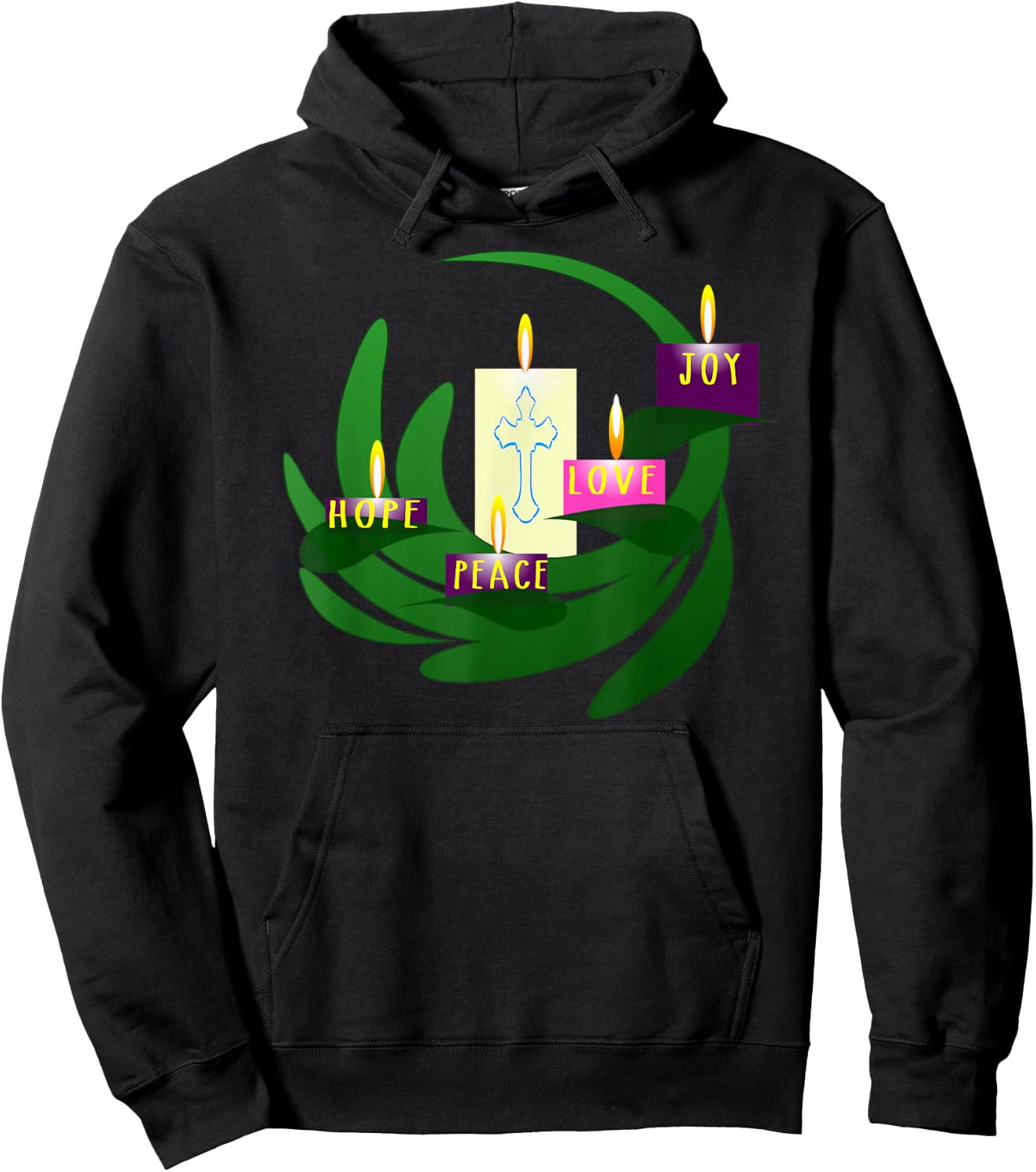 Advent Wreath Christmas Candles T Shirt Hoodie - Hoodie | Black