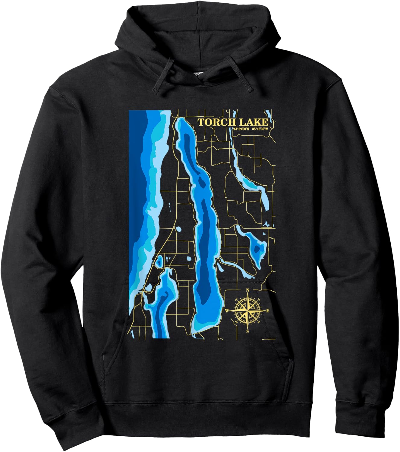 Torch Lake Adventure Map Hoodie - Hoodie | Black
