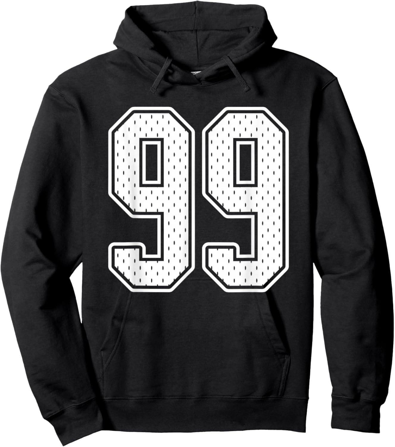 #99 White Vintage Number 99 Sports Fan Jersey Style Hoodie - Hoodie | Black