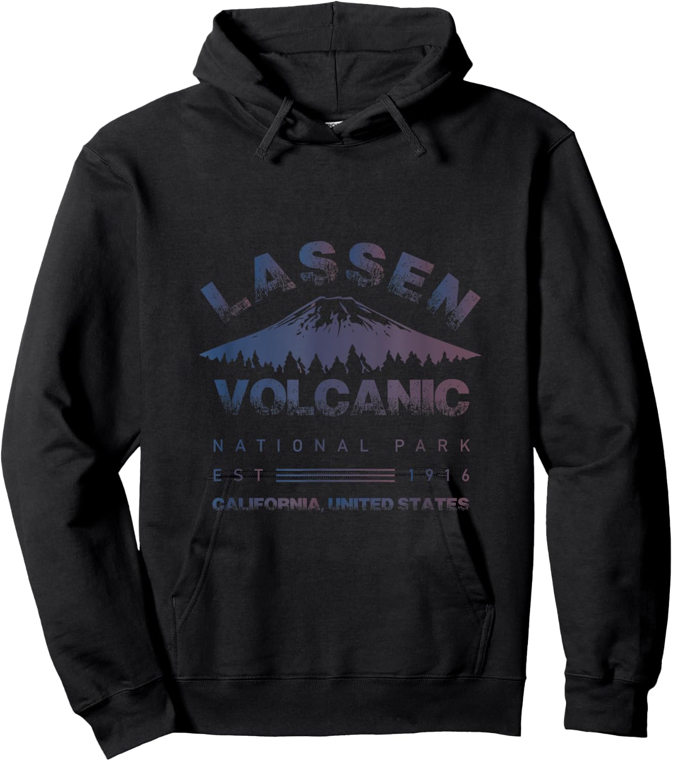 Cool Distressed Lassen Volcanic National Park Hoodie - Hoodie | Black
