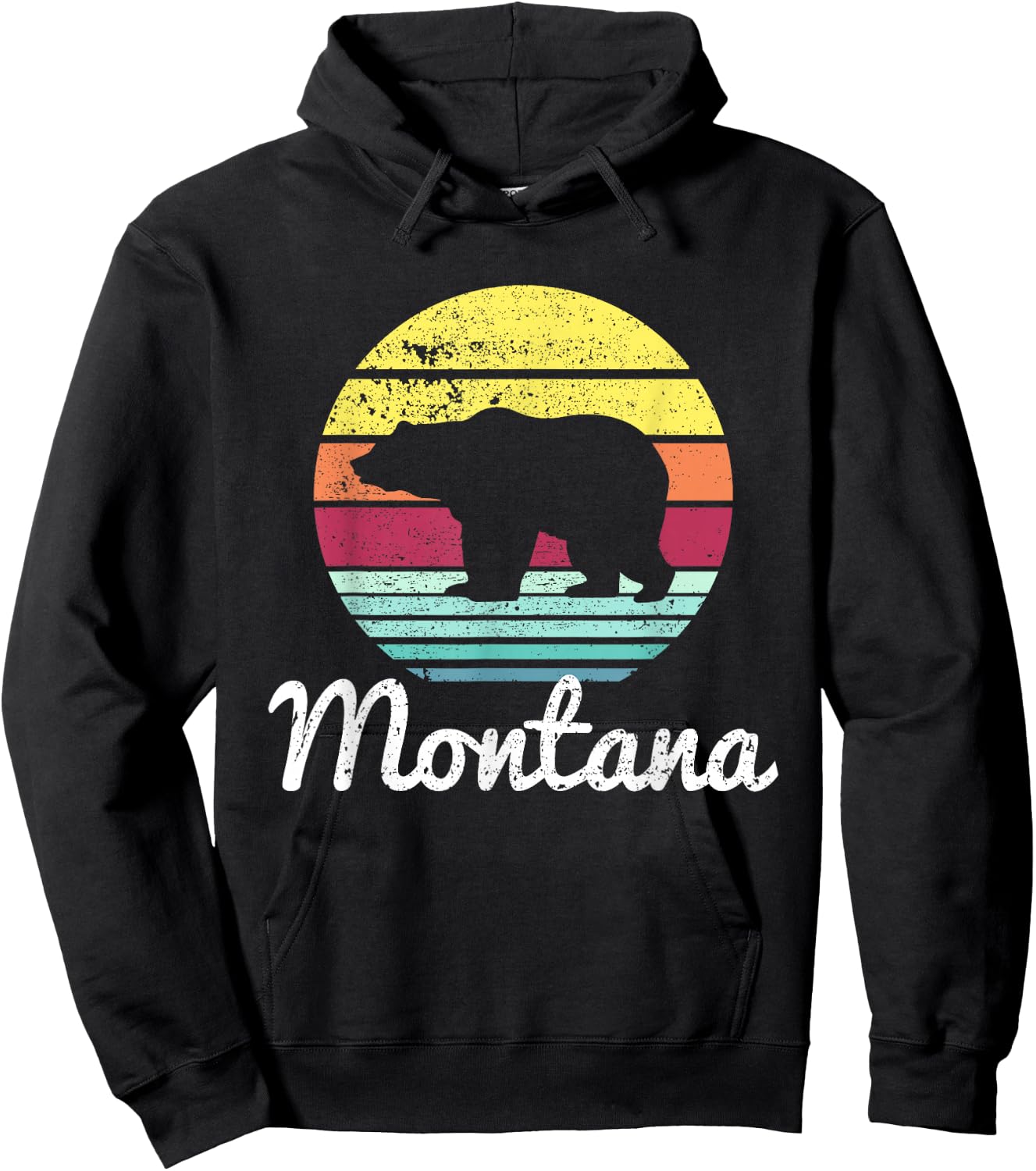 Vintage Retro MT Montana Wildlife Bear Adventure Hoodie - Hoodie | Black