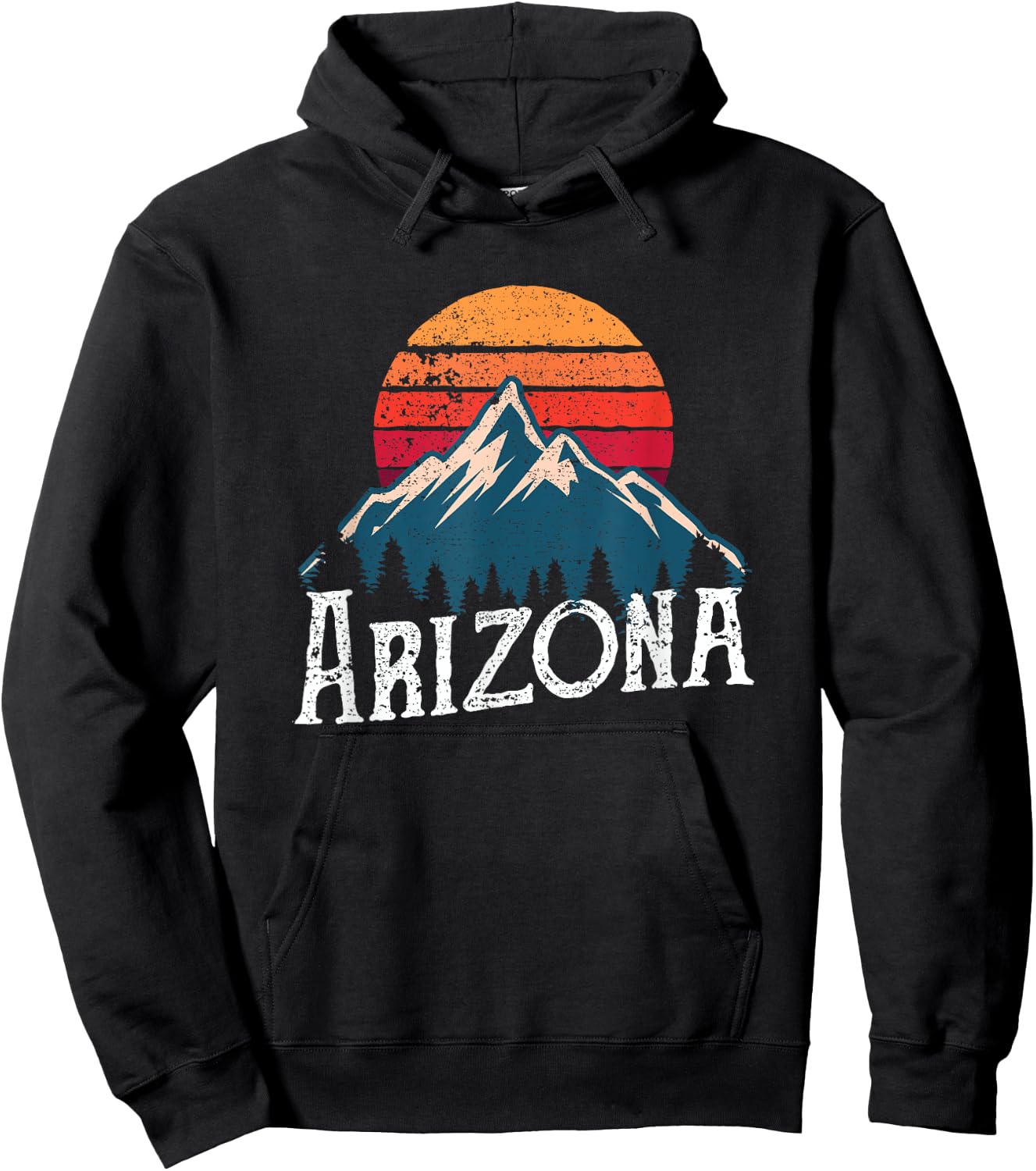 Vintage Retro AZ, Arizona Mountains Outdoor Wildness Hoodie - Hoodie | Black