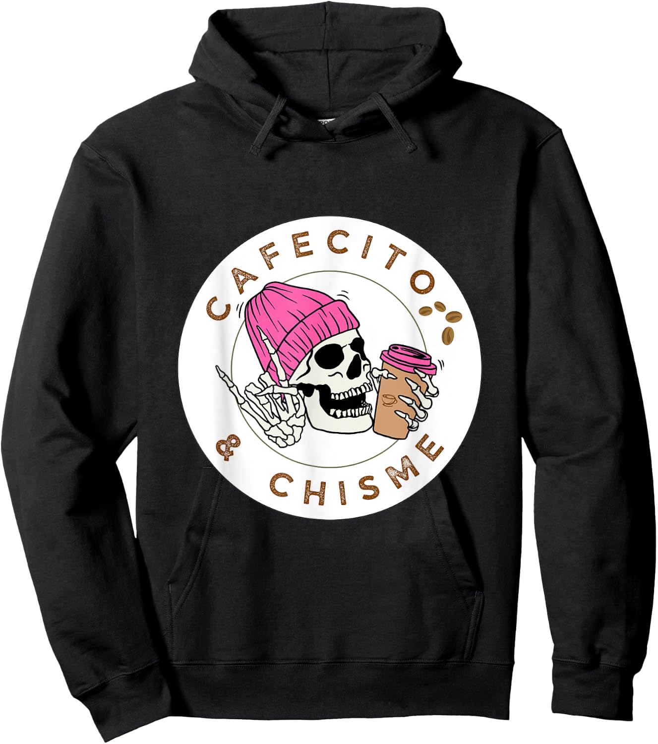 Cafecito y chisme , Skeleton love coffee Hoodie - Hoodie | Black
