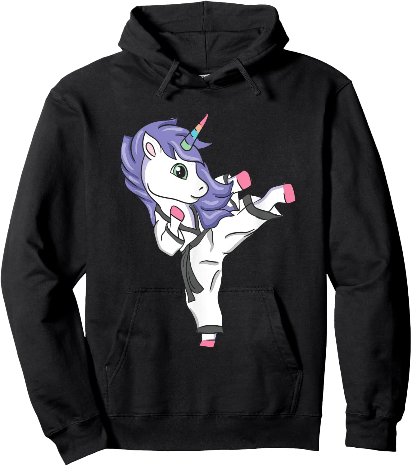 Funny Unicorn Karate Girl I Taekwondo Martial Arts Hoodie - Hoodie | Black