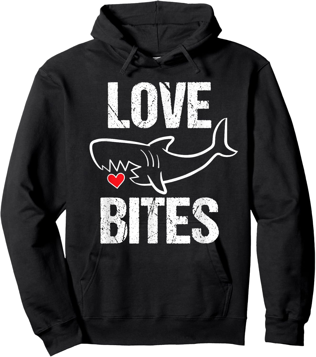 Valentines Shirt Boys Funny Shark Love Bites Quote Hoodie - Hoodie | Black