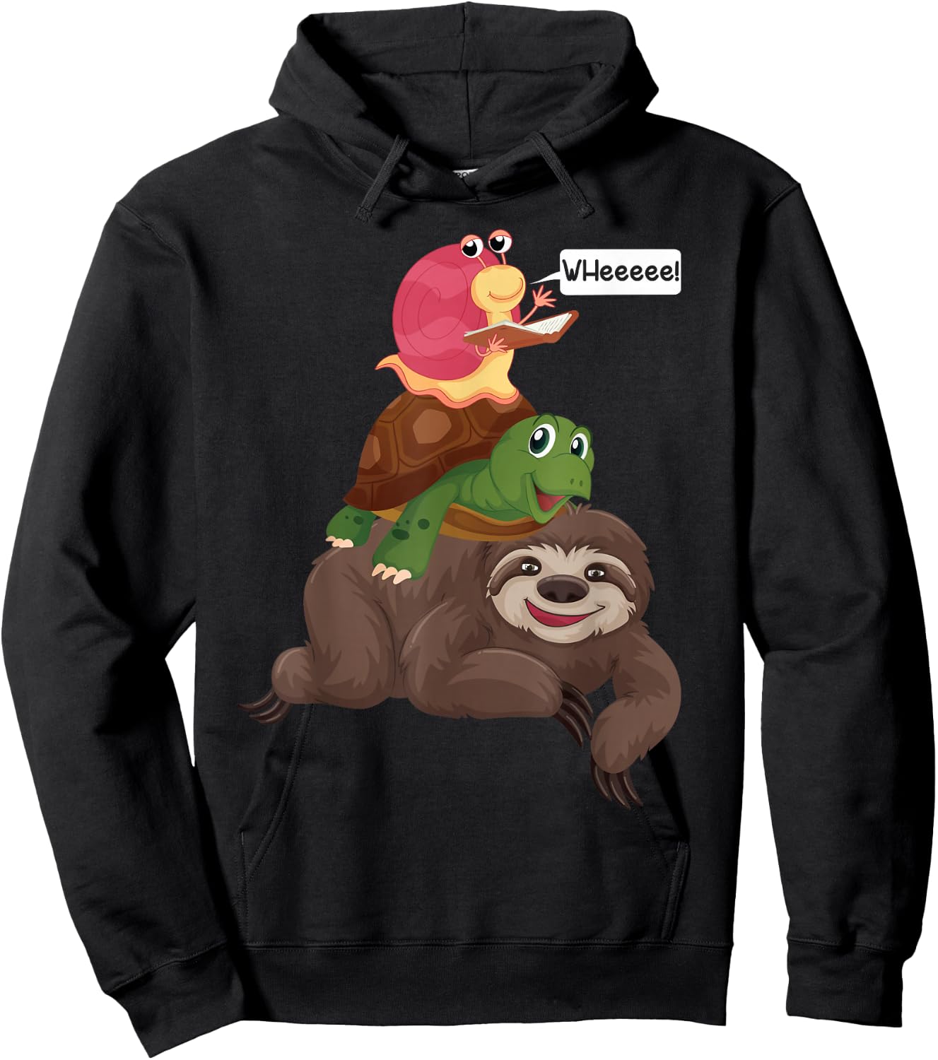 Sloth Turtle Snail Team Piggyback Sluggish Graphic Hoodie - Hoodie | Black