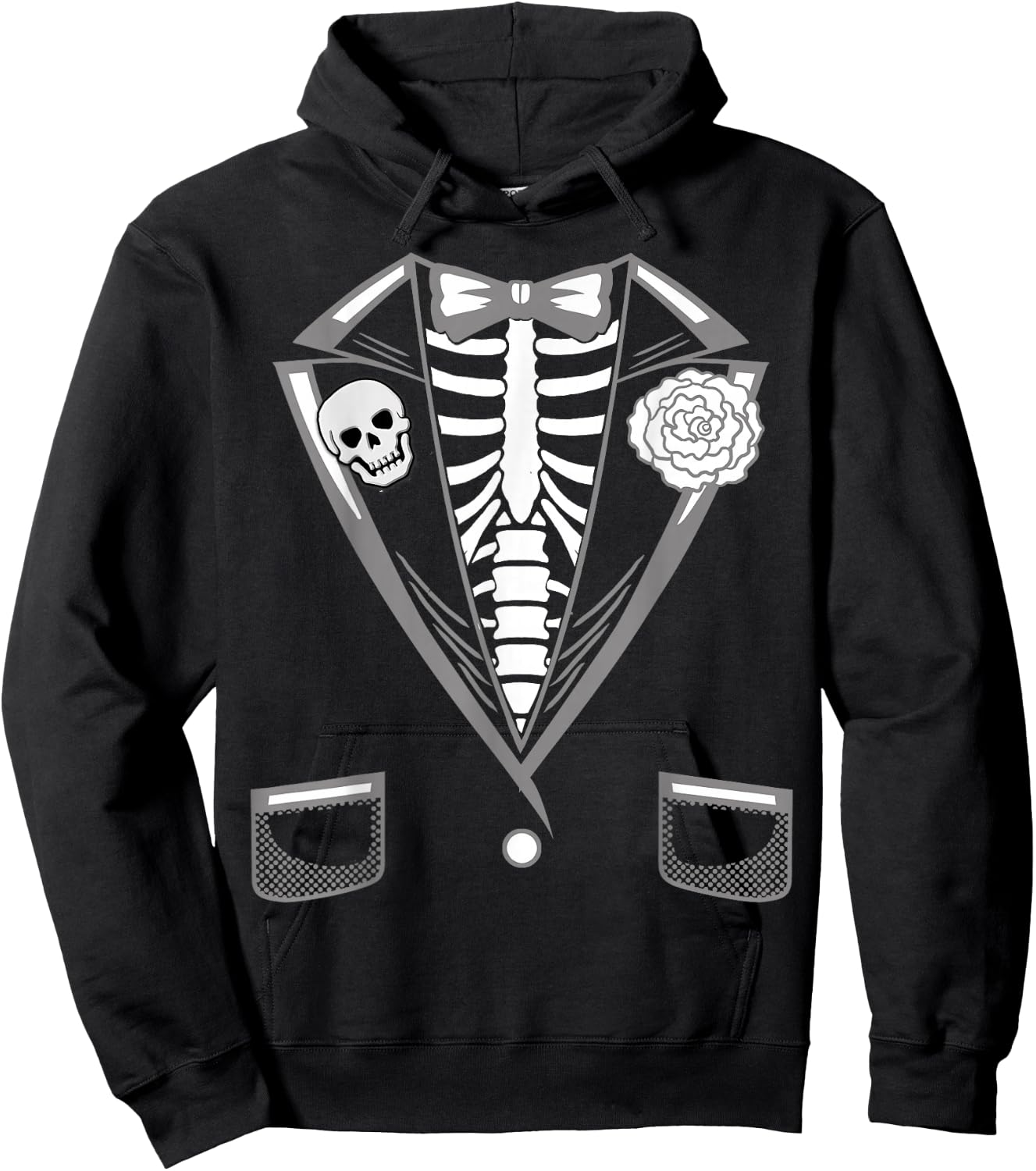Halloween Costume Funny Skeleton Tuxedo Hoodie - Hoodie | Black
