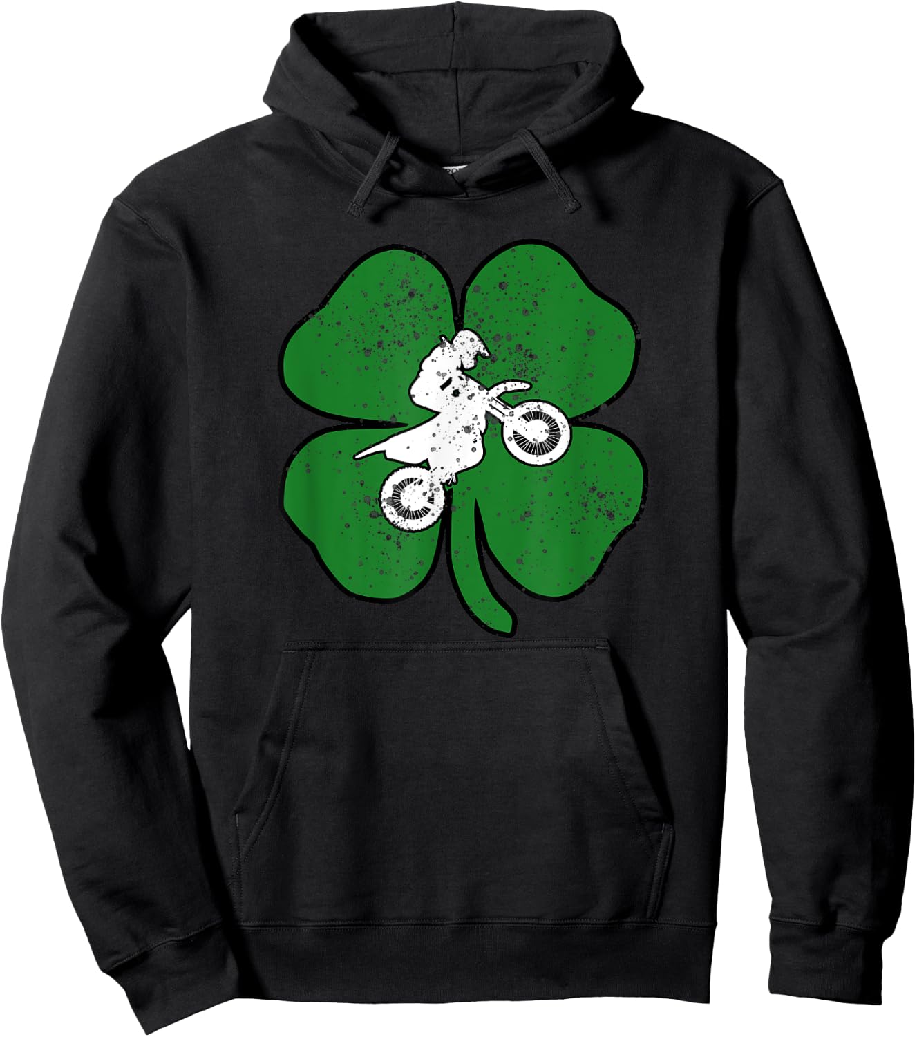 Dirt Bike Racer St Patrick's Day Clover Motorcycle Hoodie - Hoodie | Black