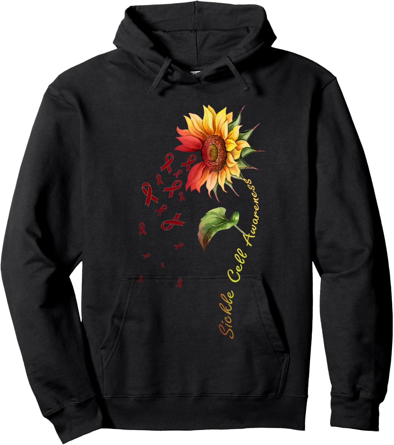 Sickle Cell Awareness Sunflower Shirt Hoodie - Hoodie | Black