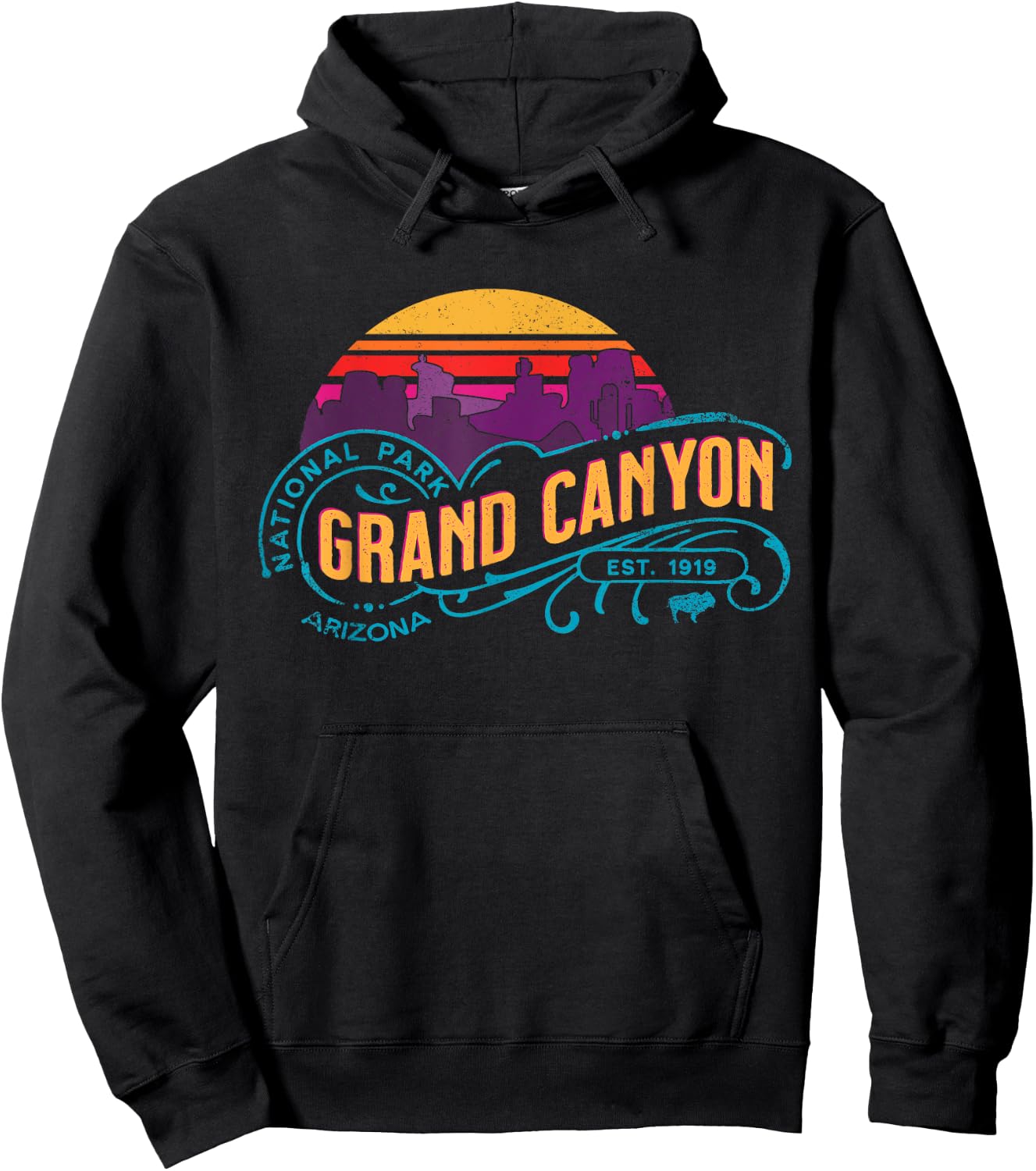 Retro Grand Canyon National Park Vintage Sunset Souvenir Hoodie - Hoodie | Black