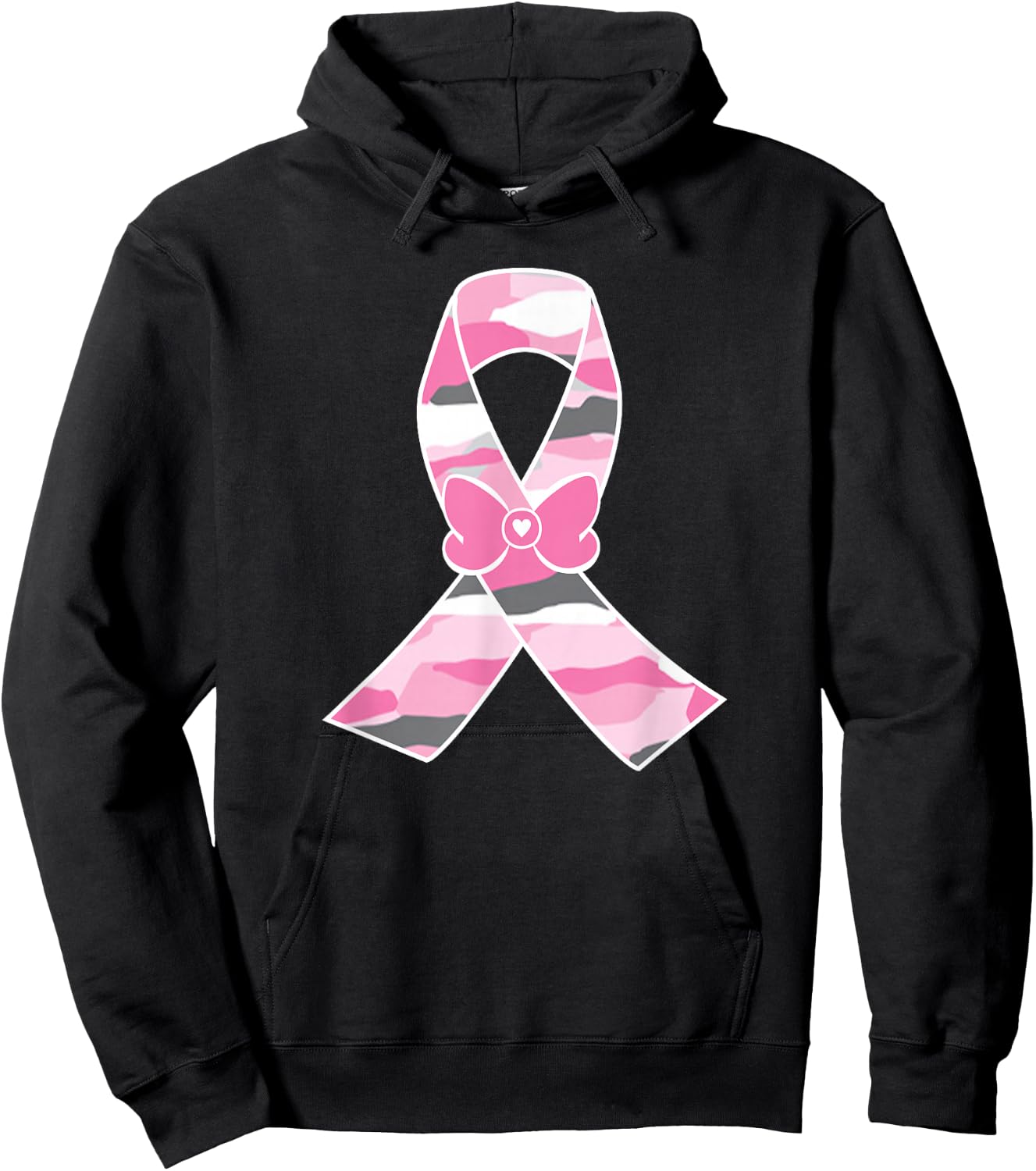 Camo Pinks Ribbon Breast Cancer Awareness Hoodie - Hoodie | Black