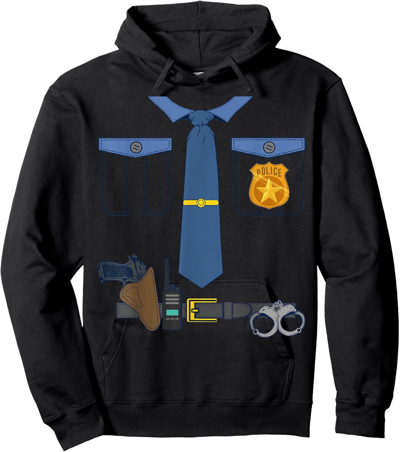 Halloween Kids Dress Up Police Shirt Officer COP Costume Hoodie - Hoodie | Black