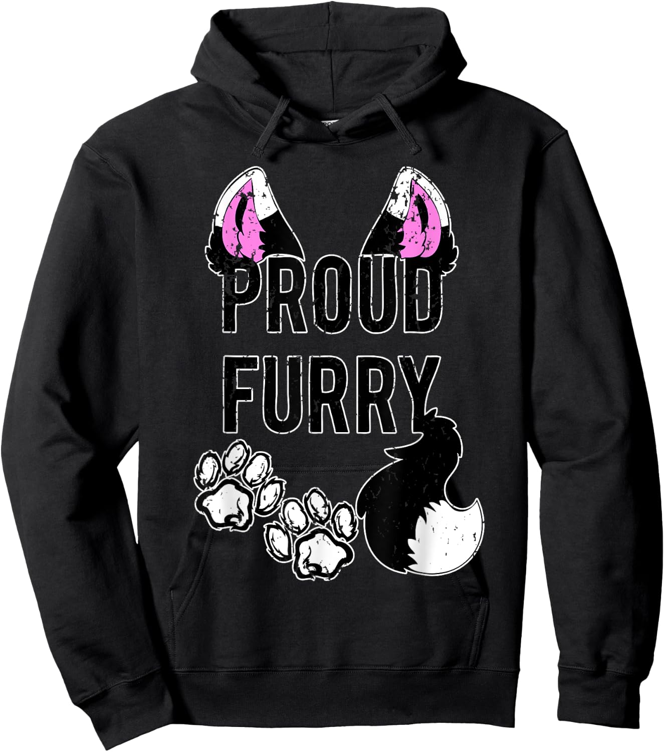 Proud Furry Shirt Furries Shirt Tail and Ears Cosplay Shirt Hoodie - Hoodie | Black