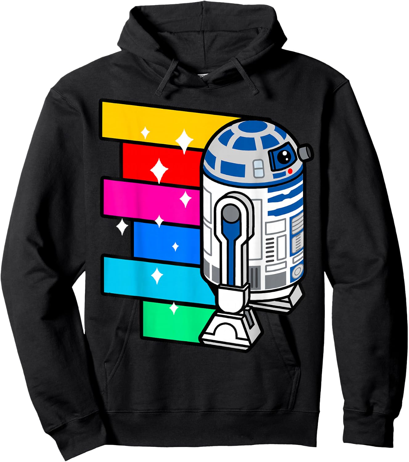 Star Wars R2-D2 Rainbow Roll Cartoon Graphic C1 Hoodie - Hoodie | Black
