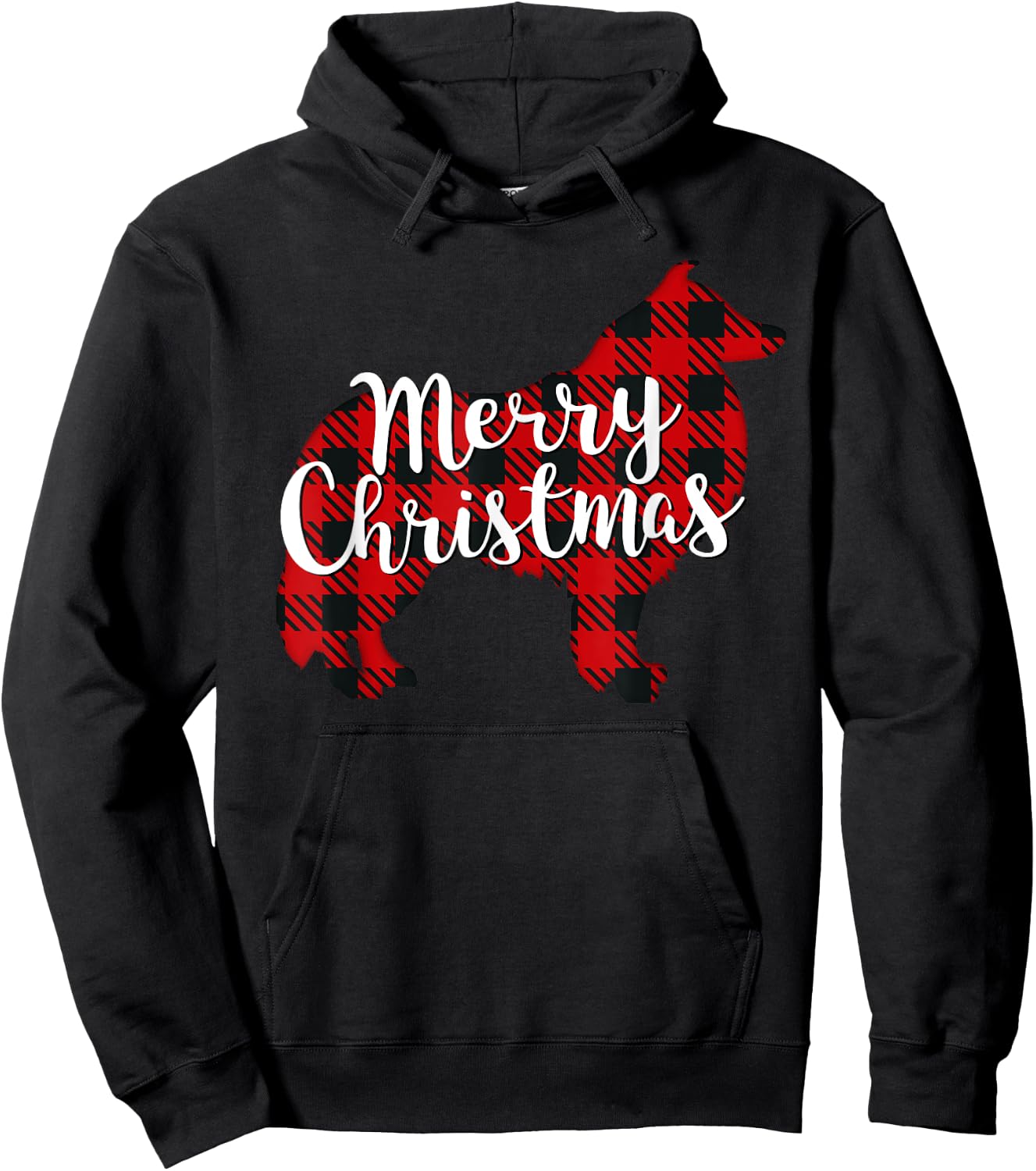 Sheltie Christmas Dog Mom Dad Plaid Gift Hoodie - Hoodie | Black