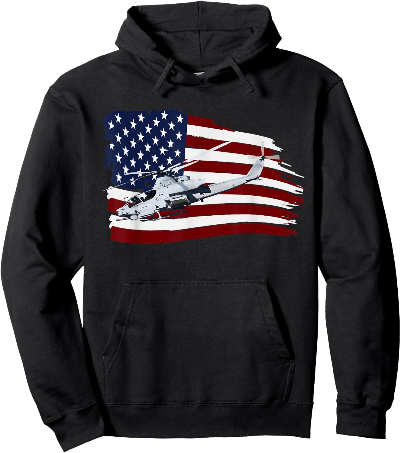AH-1 COBRA ATTACK HELICOPTER T SHIRT US Flag USA Hoodie - Hoodie | Black