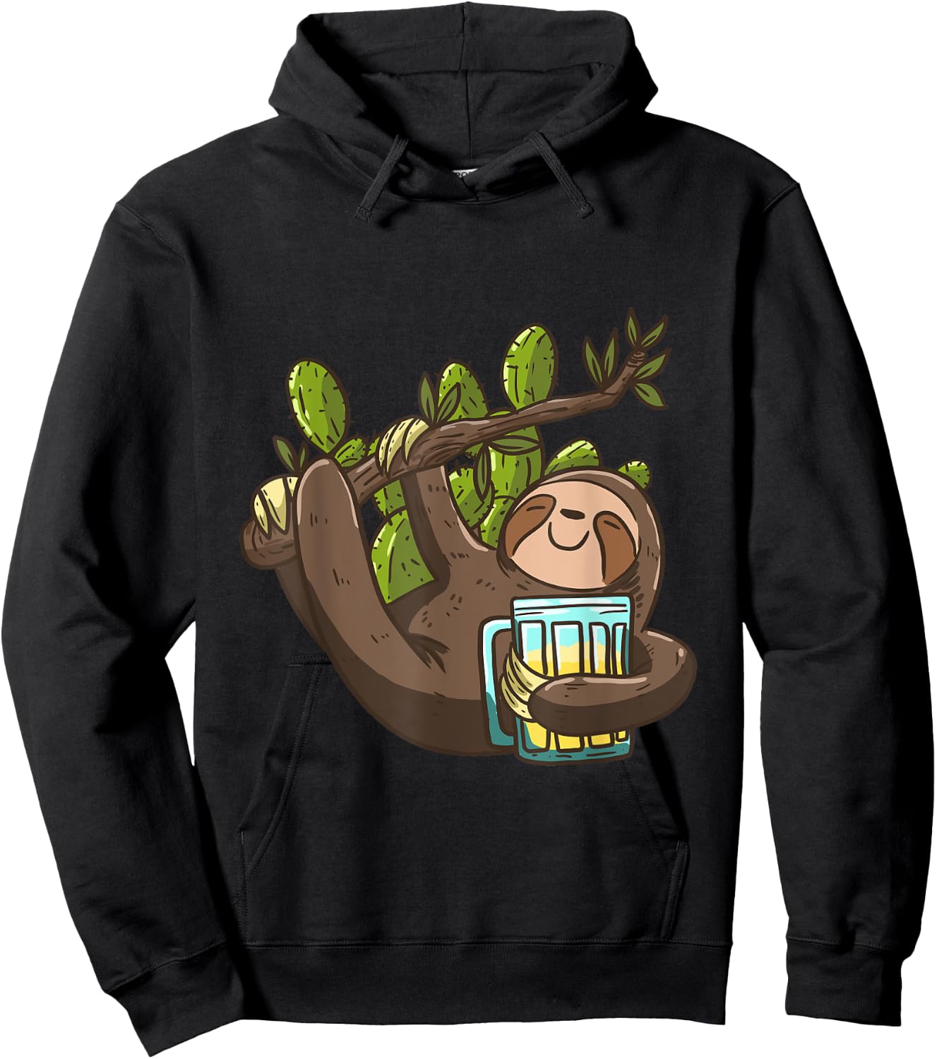 Smiling Sloth Beer Cactus Funny Lazy Animal Sloth Lover Gift Hoodie - Hoodie | Black
