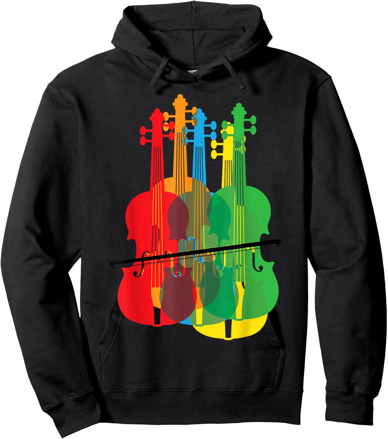 Multicolored Violins Birthday Gift Musicians Hoodie - Hoodie | Black