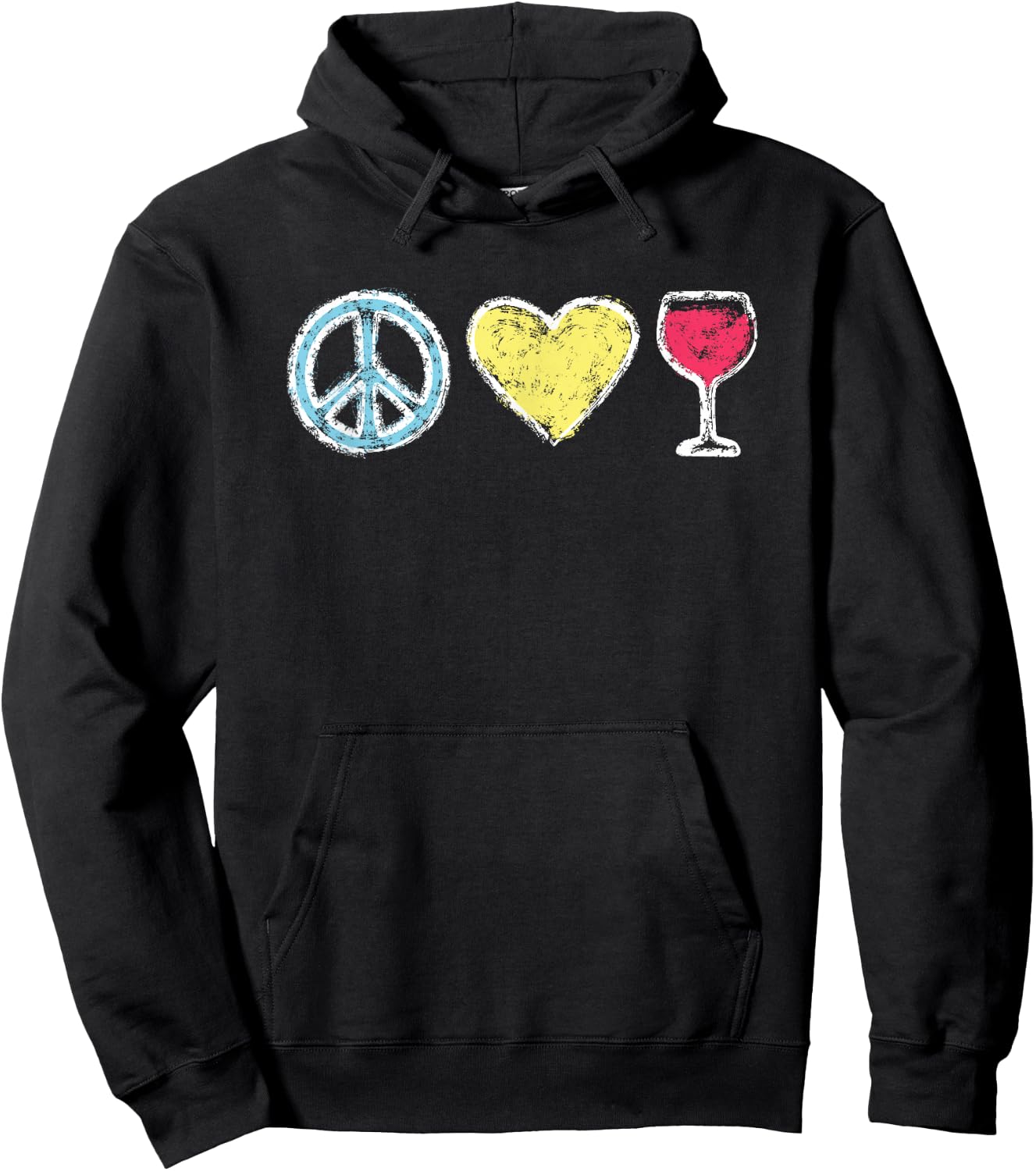 Peace Love Wine - Cute for Wine Lovers Hoodie - Hoodie | Black