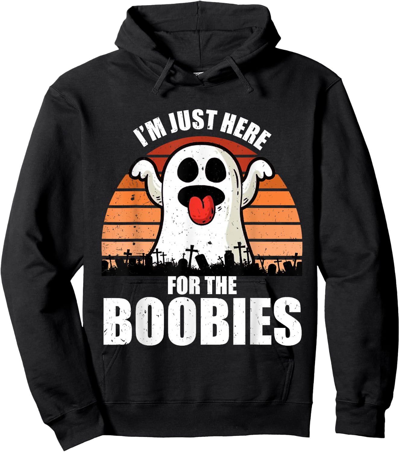 Funny Adult Halloween I'm Just Here for The Boobies Hoodie - Hoodie | Black