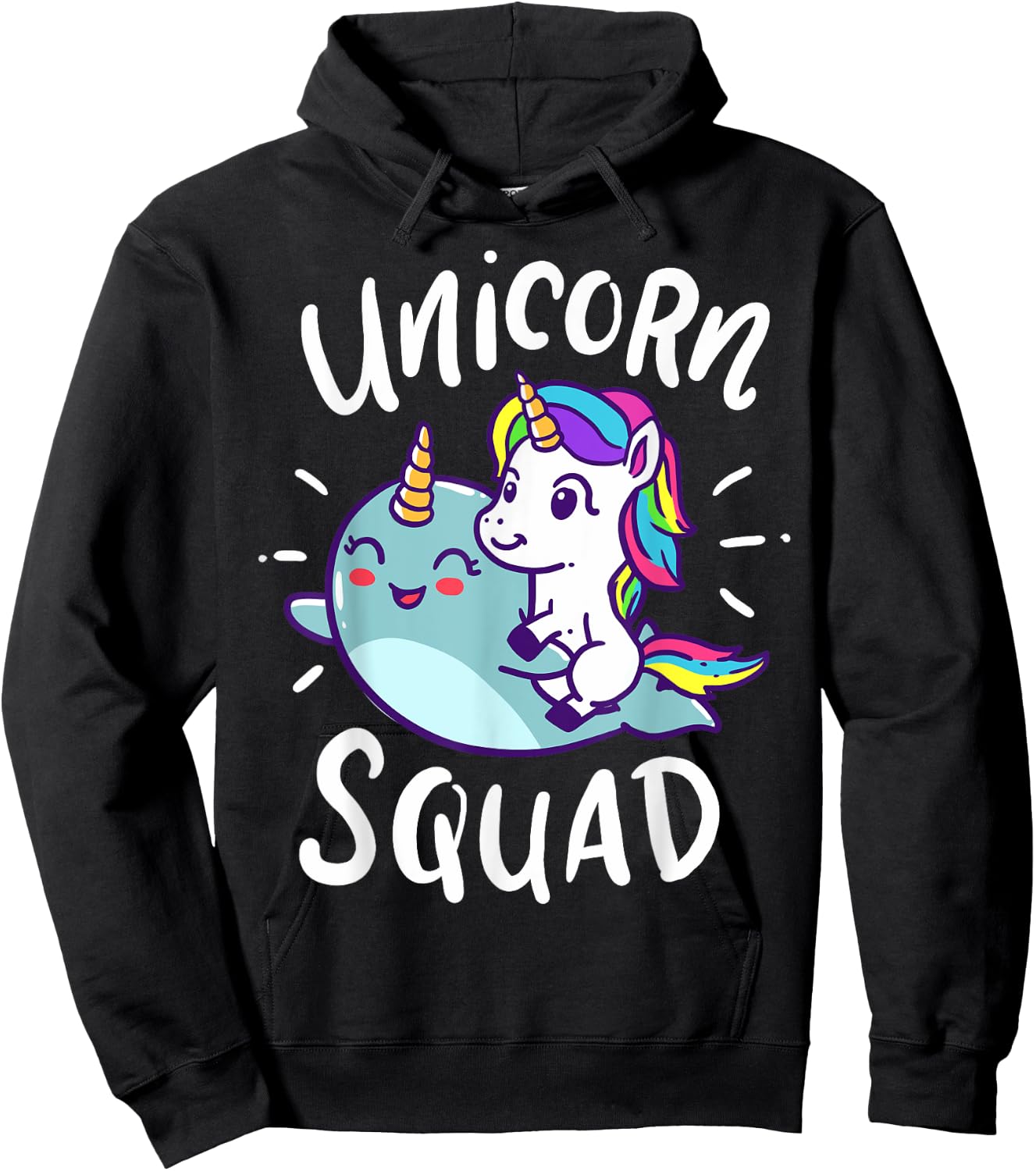 Unicorn Squad Narwhal Funny Cute Birthday Party Present Gift Hoodie - Hoodie | Black