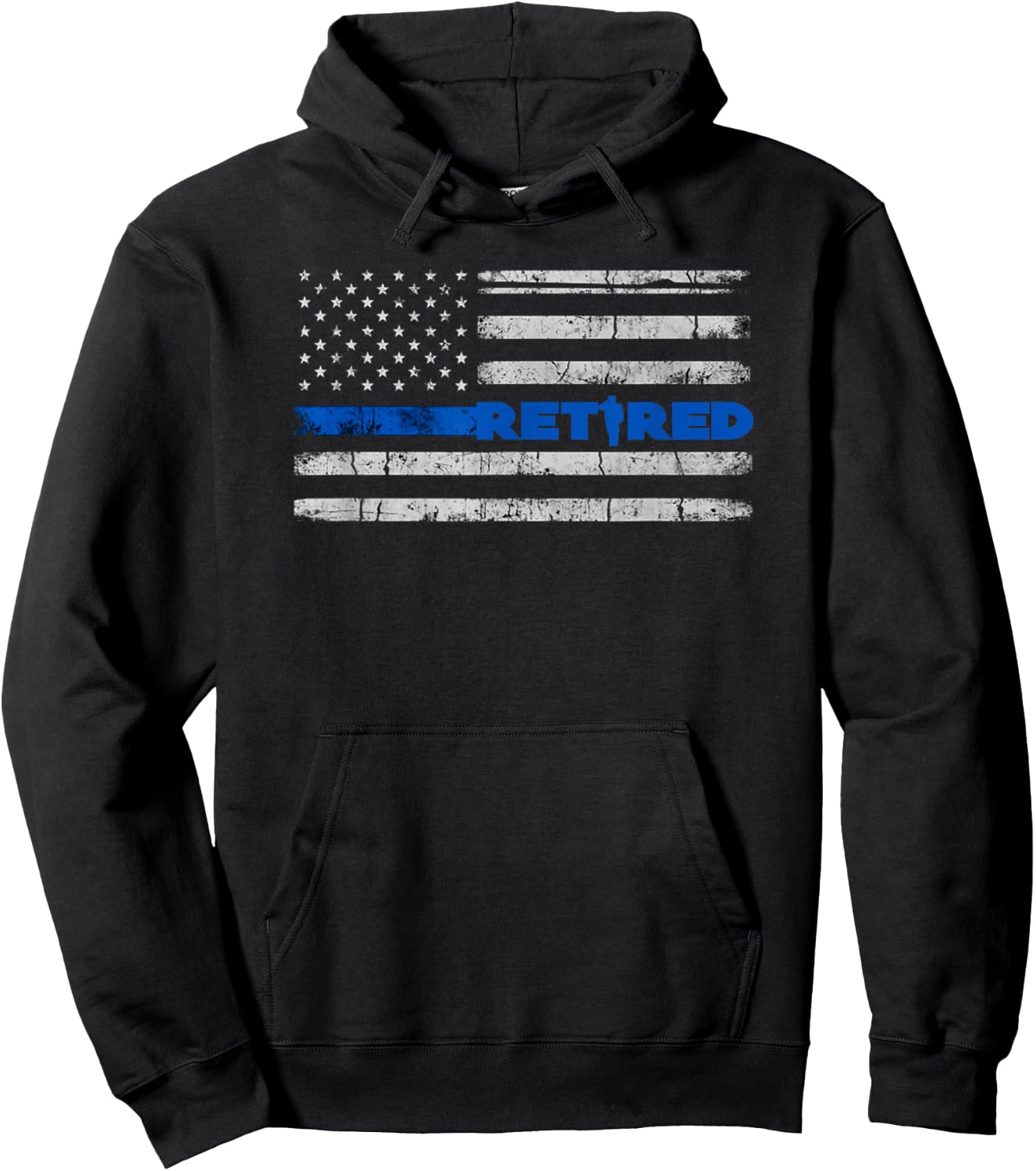 Support Our Law Enforcement 2018 Retired Police Officer Thin Blue Line Flag Retirement - Black, , Short Sleeve, Classic Fit, , , Size: Small Hoodie - Hoodie | Black