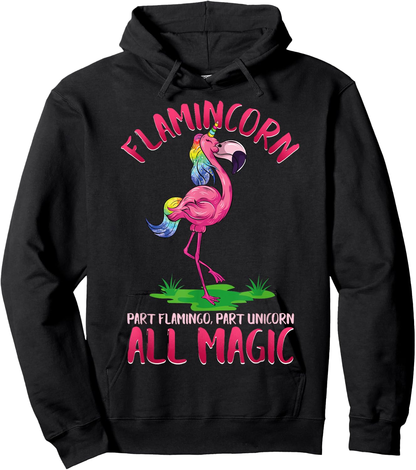 Flamincorn Flamingo & Unicorn Hoodie - Hoodie | Black